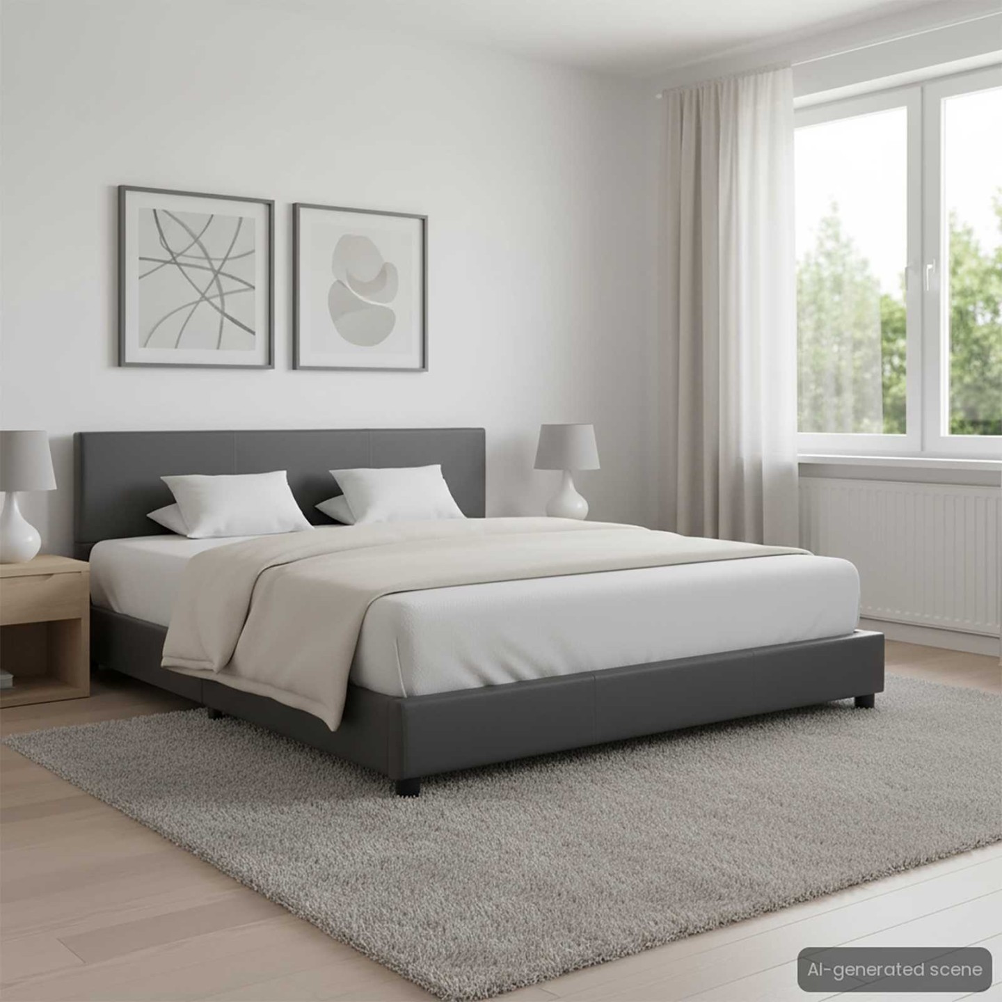 Cadre de lit Gris Similicuir 160x200 cm