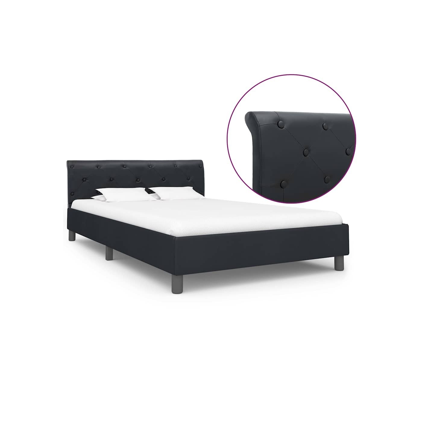 Cadre de lit sans matelas noir similicuir 120x200 cm