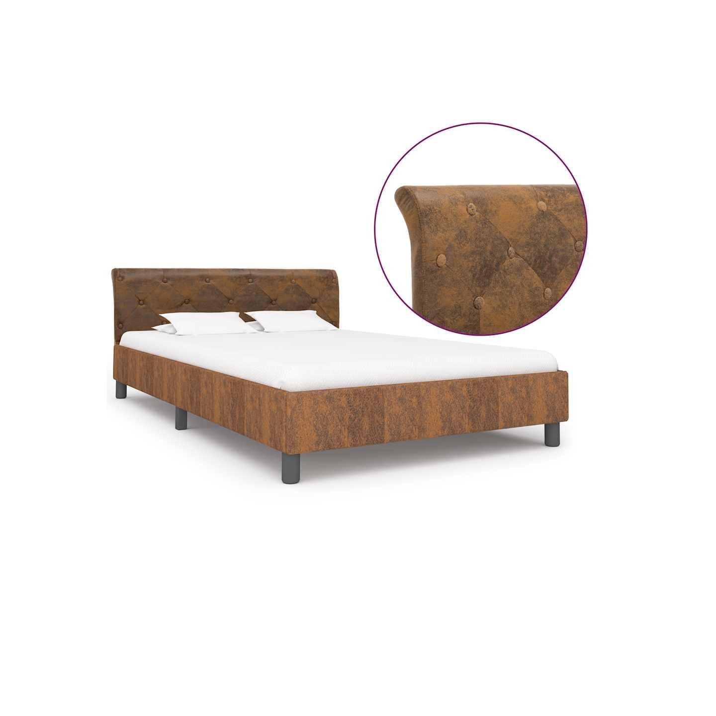 Cadre de lit sans matelas marron similicuir daim 120x200 cm