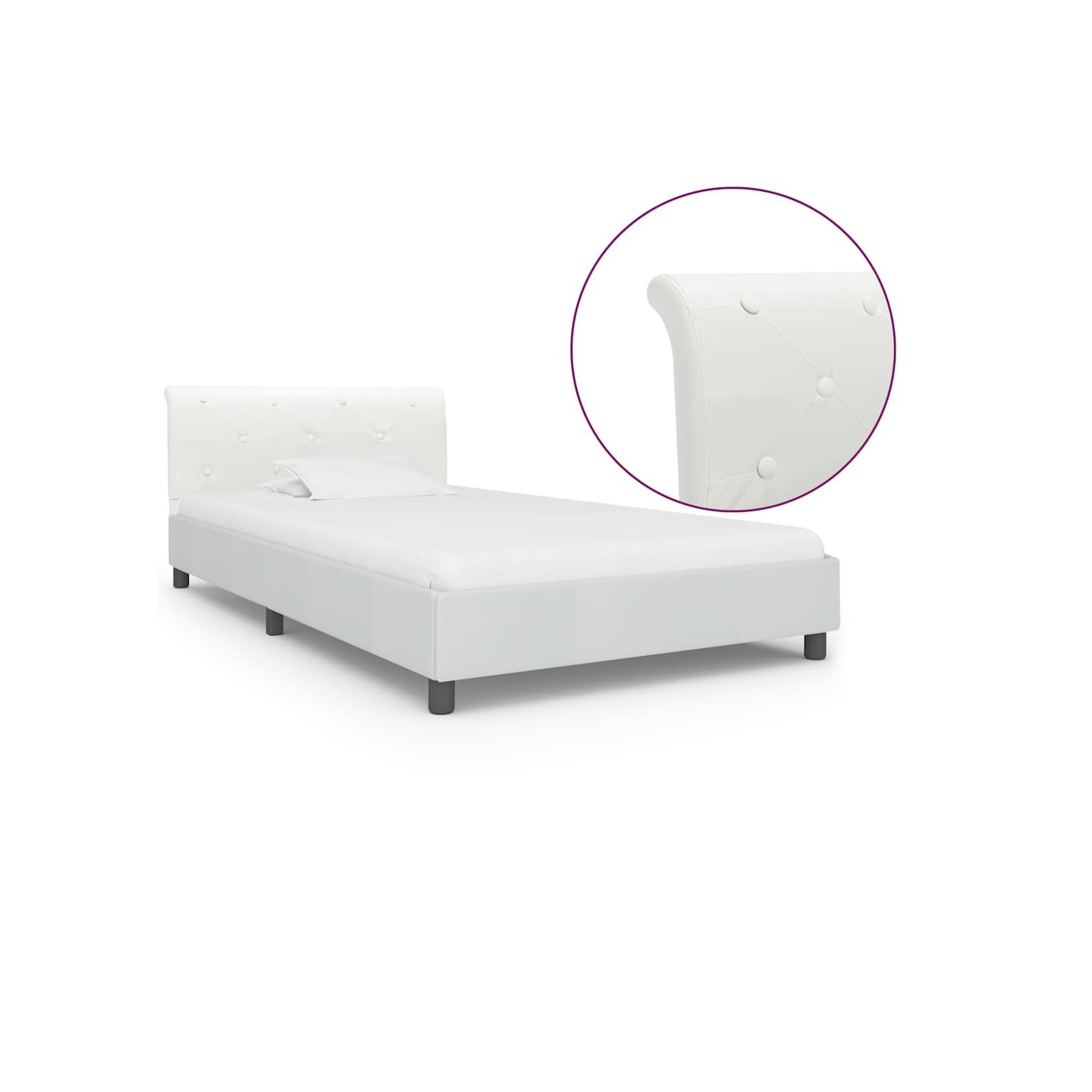 Cadre de lit Blanc Similicuir 100 x 200 cm