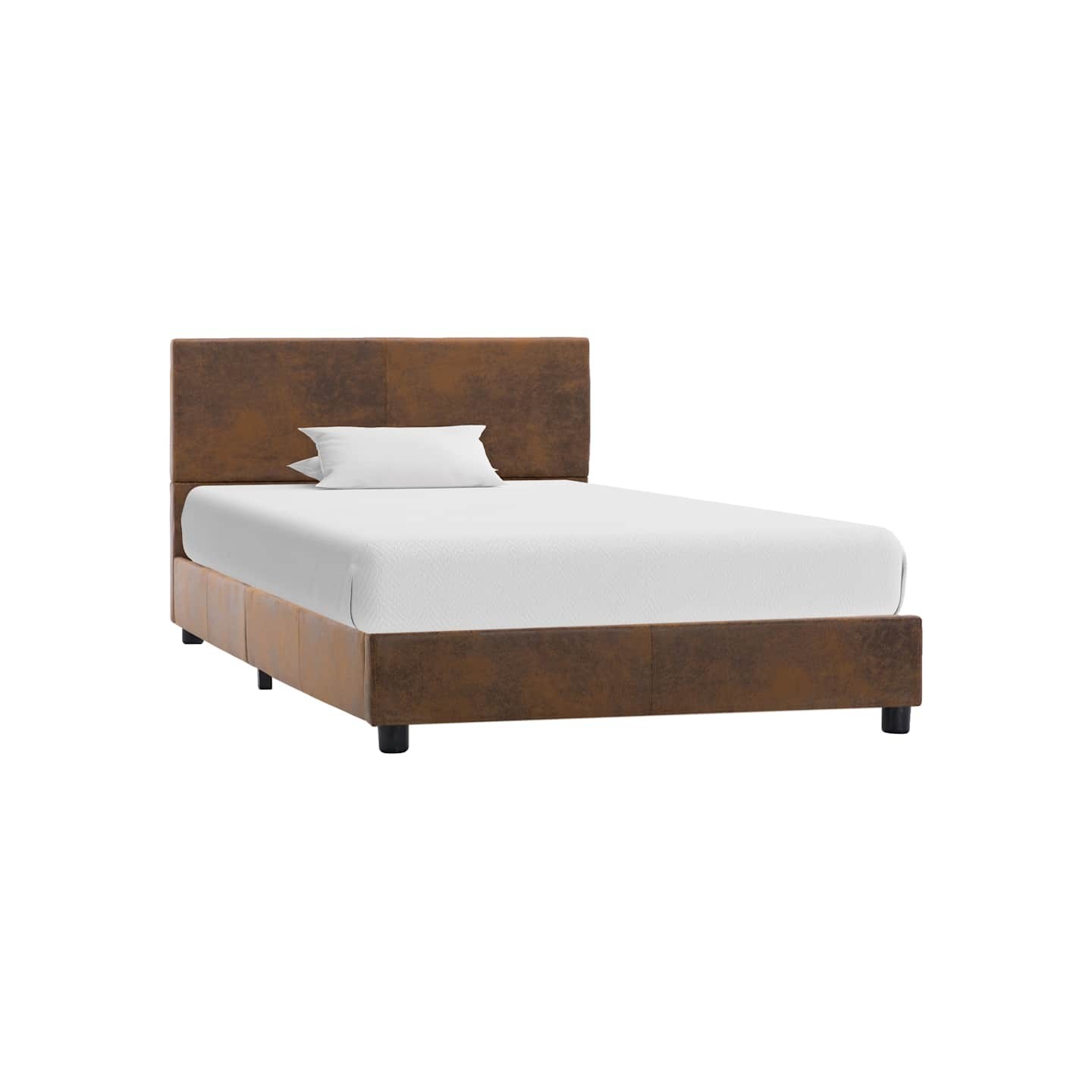 Cadre de lit sans matelas marron similicuir daim 90x200 cm