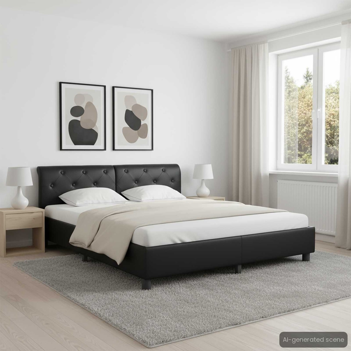 Cadre de lit Noir Similicuir 160 x 200 cm