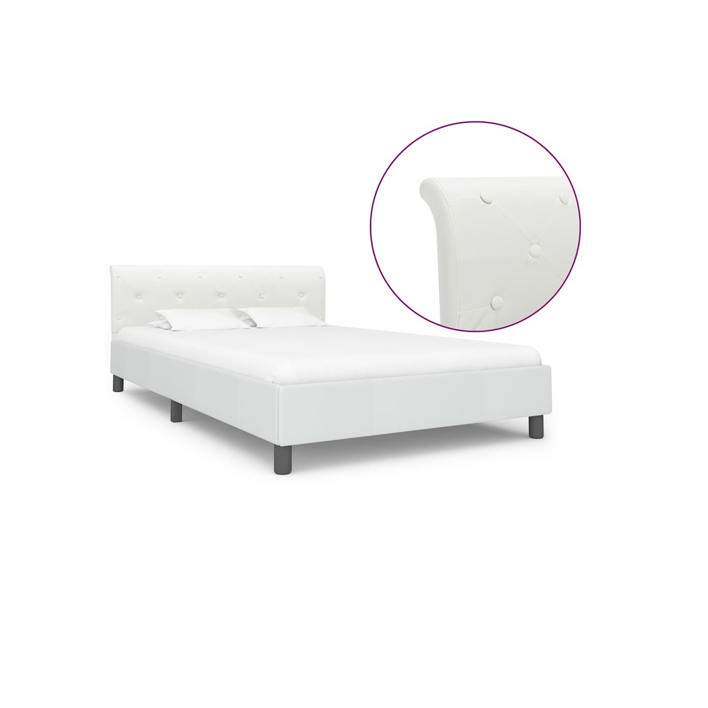Cadre de lit sans matelas blanc similicuir 140x200 cm