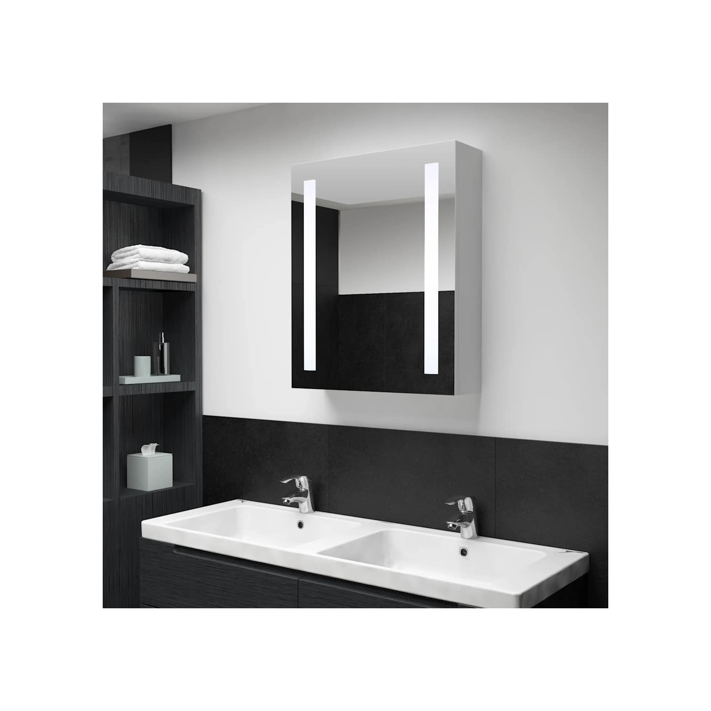 Armoire de salle de bain à miroir LED 50x13x70 cm