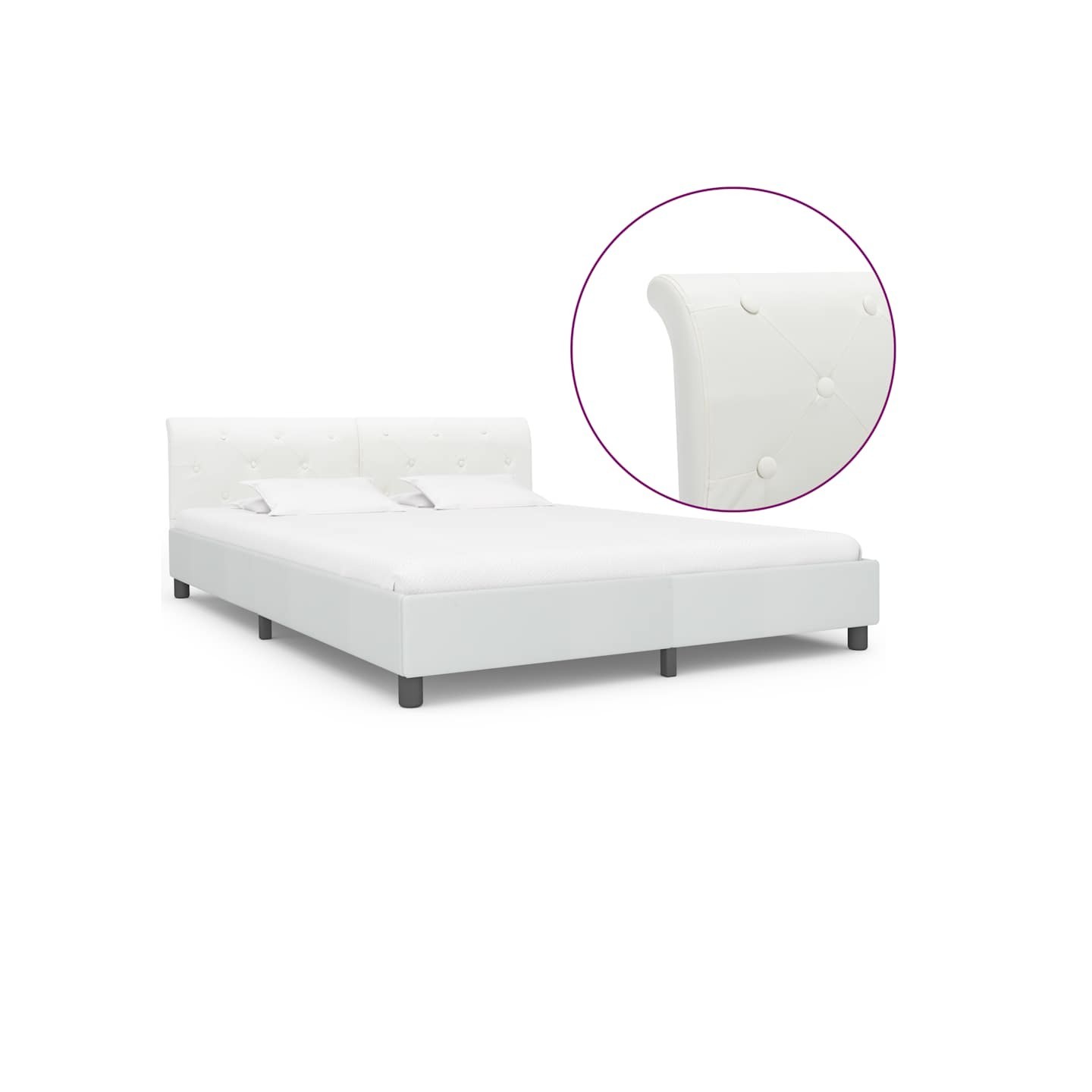 Cadre de lit sans matelas blanc similicuir 160x200 cm