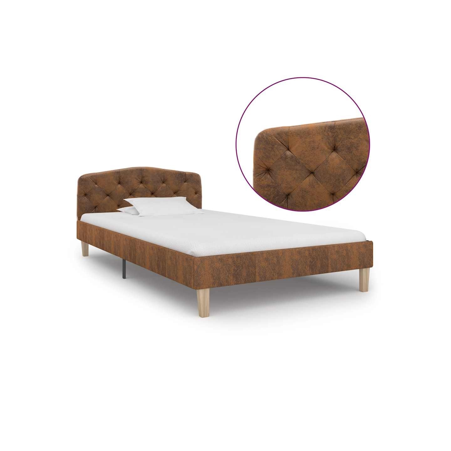 Cadre de lit sans matelas marron similicuir daim 90x200 cm