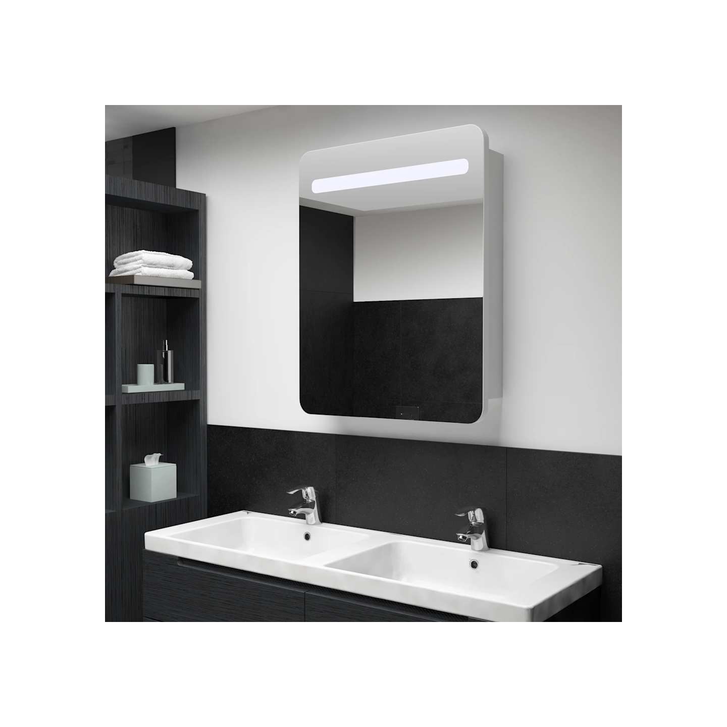 Armoire de salle de bain à miroir LED 60x11x80 cm