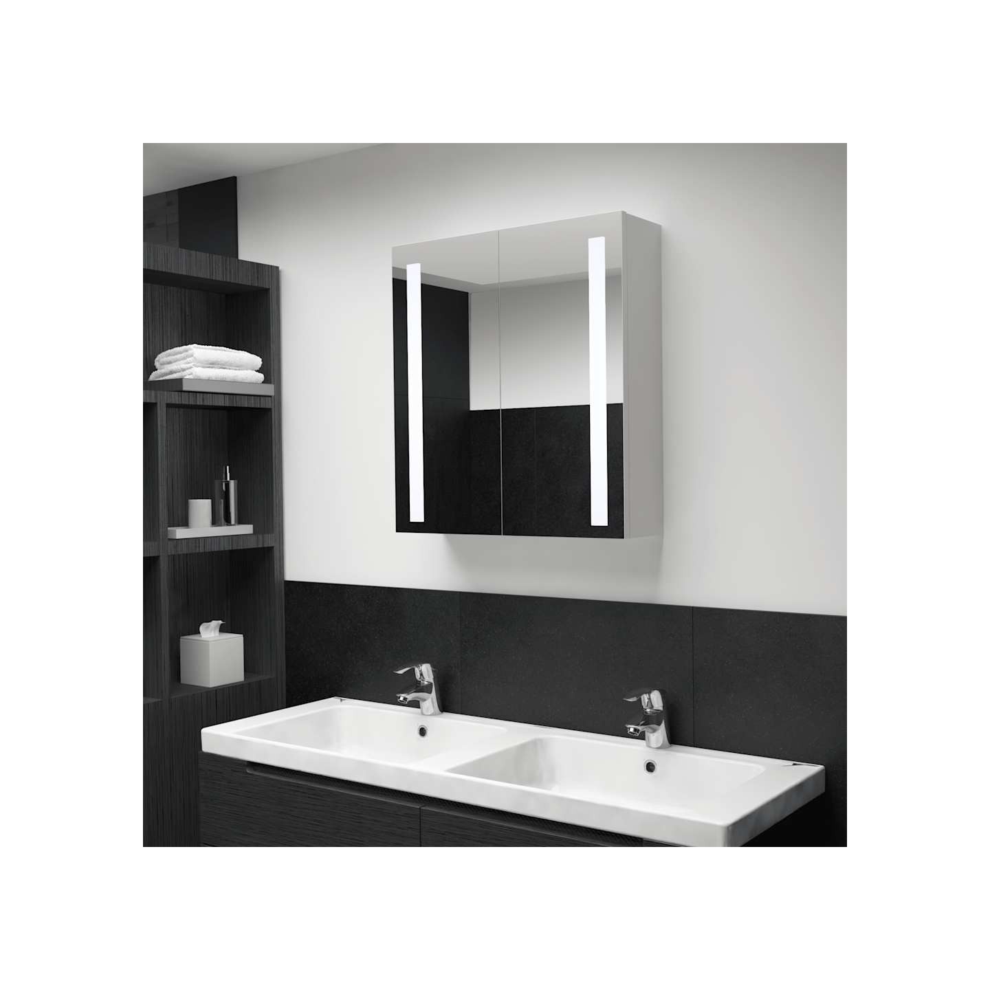 Armoire de salle de bain à miroir LED 60x14x62 cm
