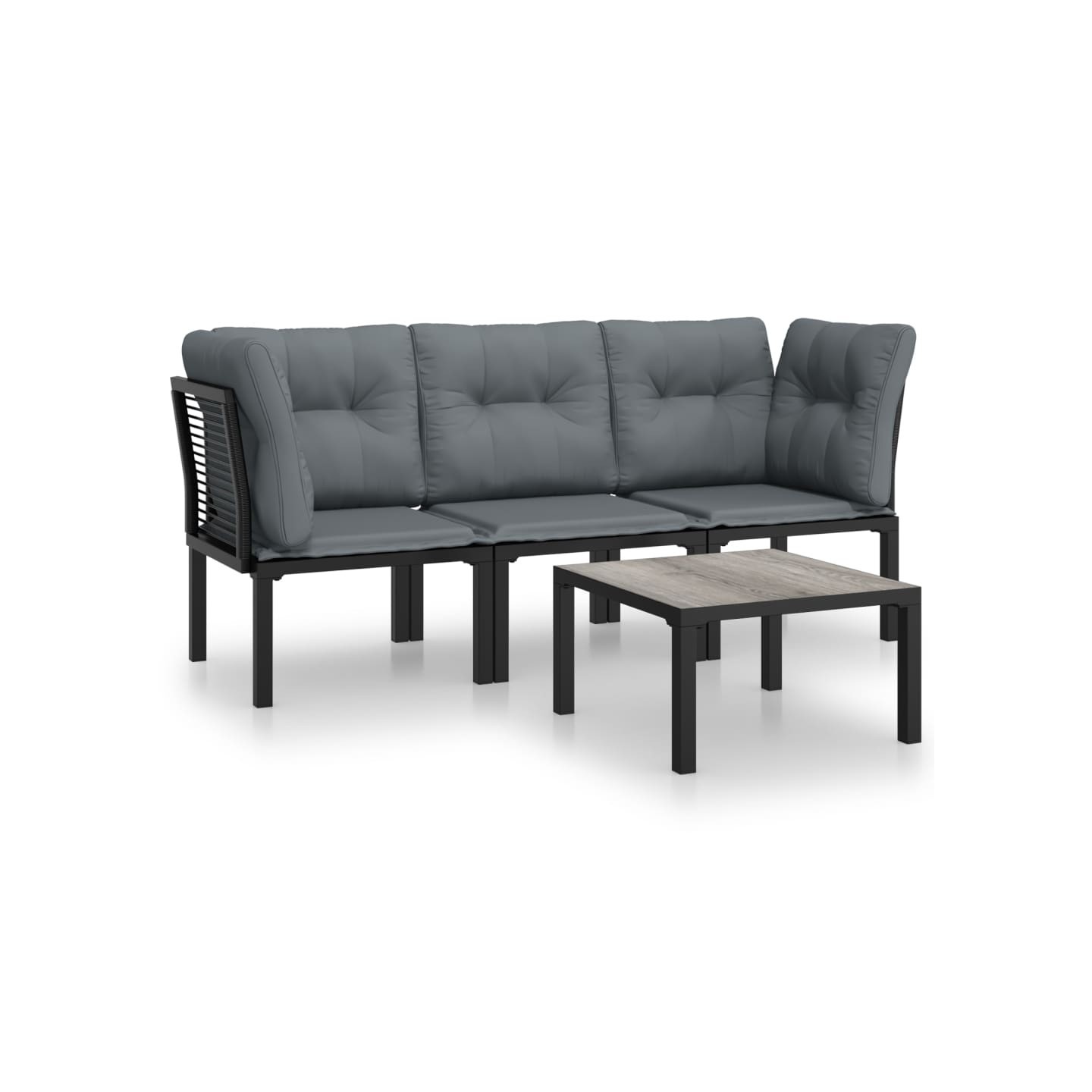 Salon de jardin 4 pcs noir et gris résine tressée