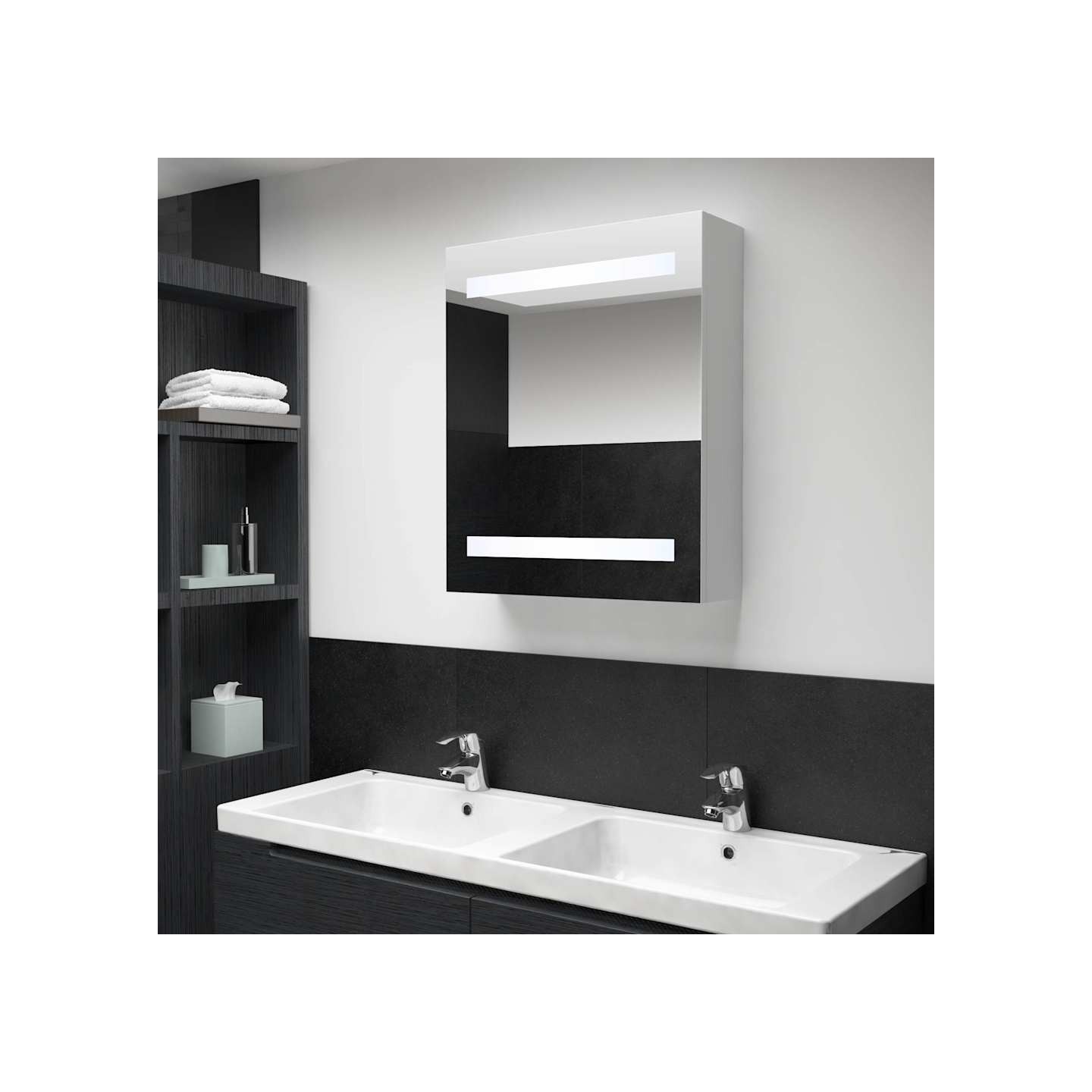 Armoire de salle de bain à miroir LED 50x13,5x60 cm