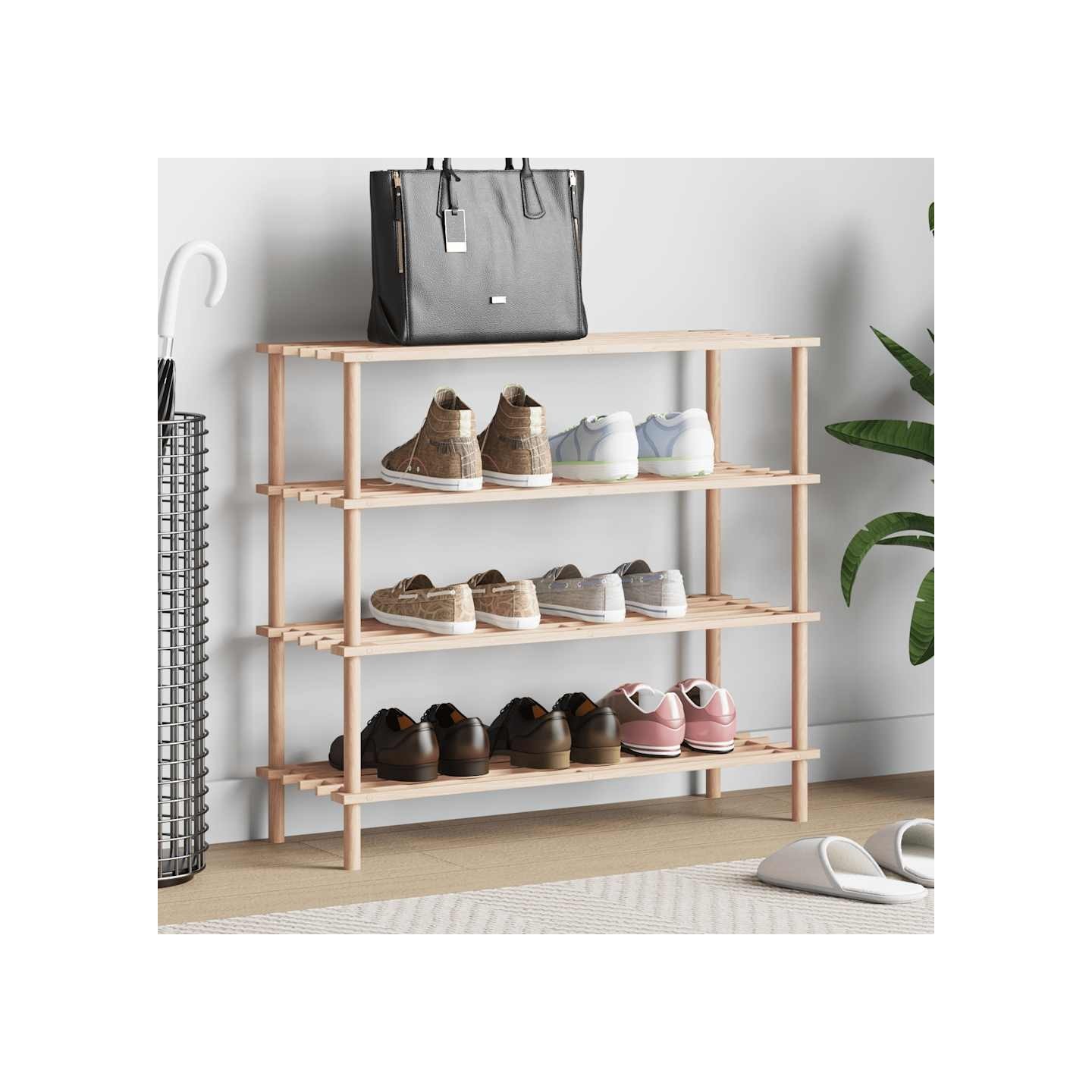 Range-chaussures à 4 étagères Bois de sapin solide