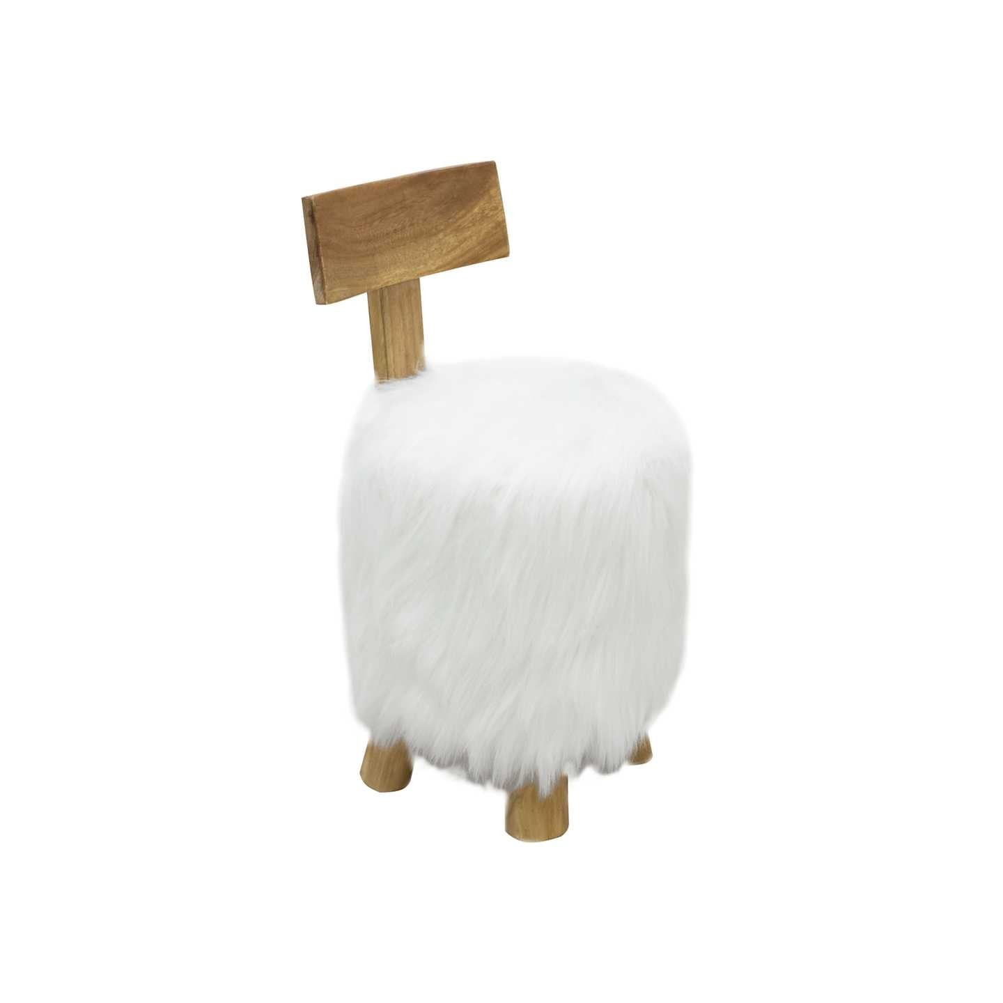 Tabouret Blanc Bois de teck massif