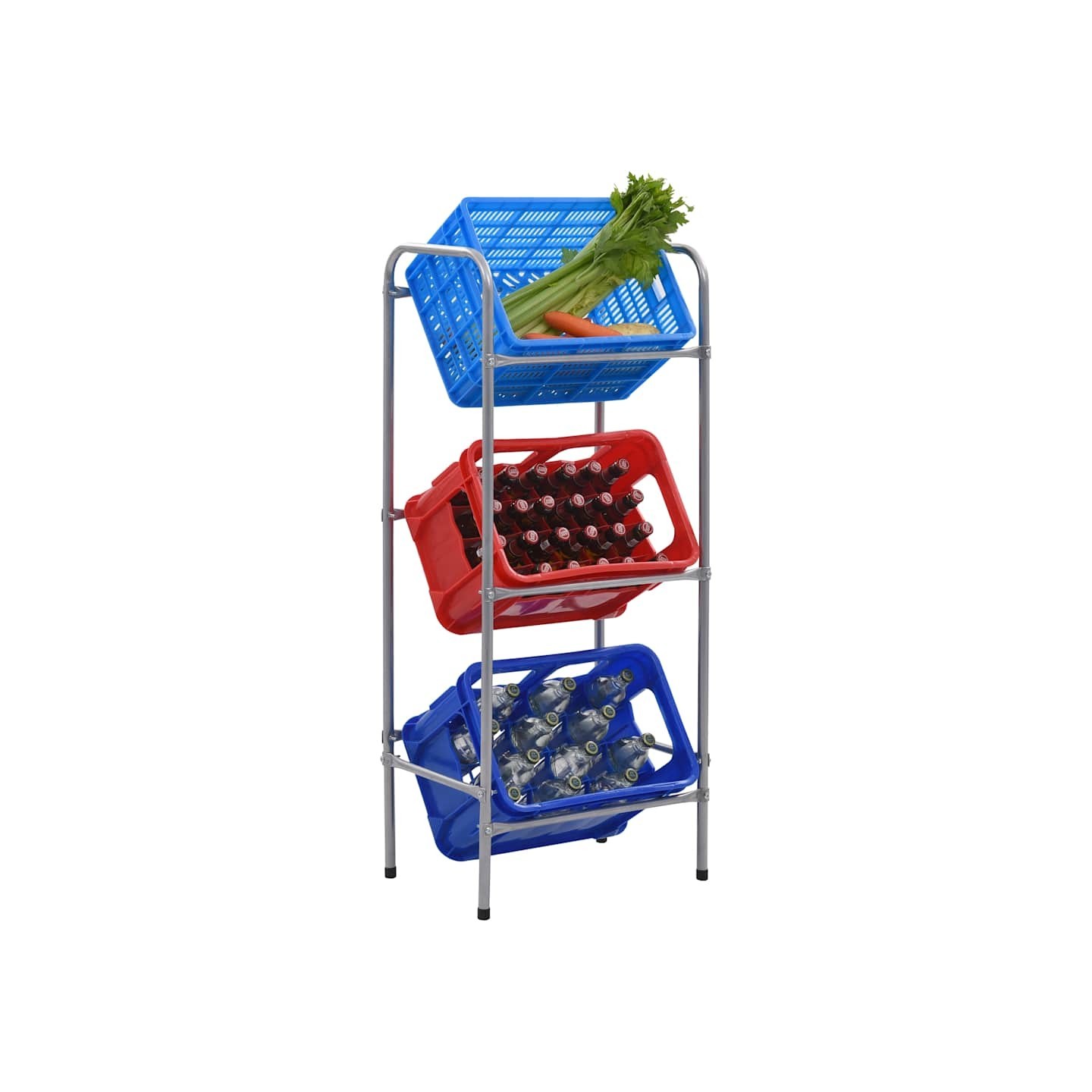 Étagère de rangement pour 3 caisses Argenté 50x33x116 cm Acier