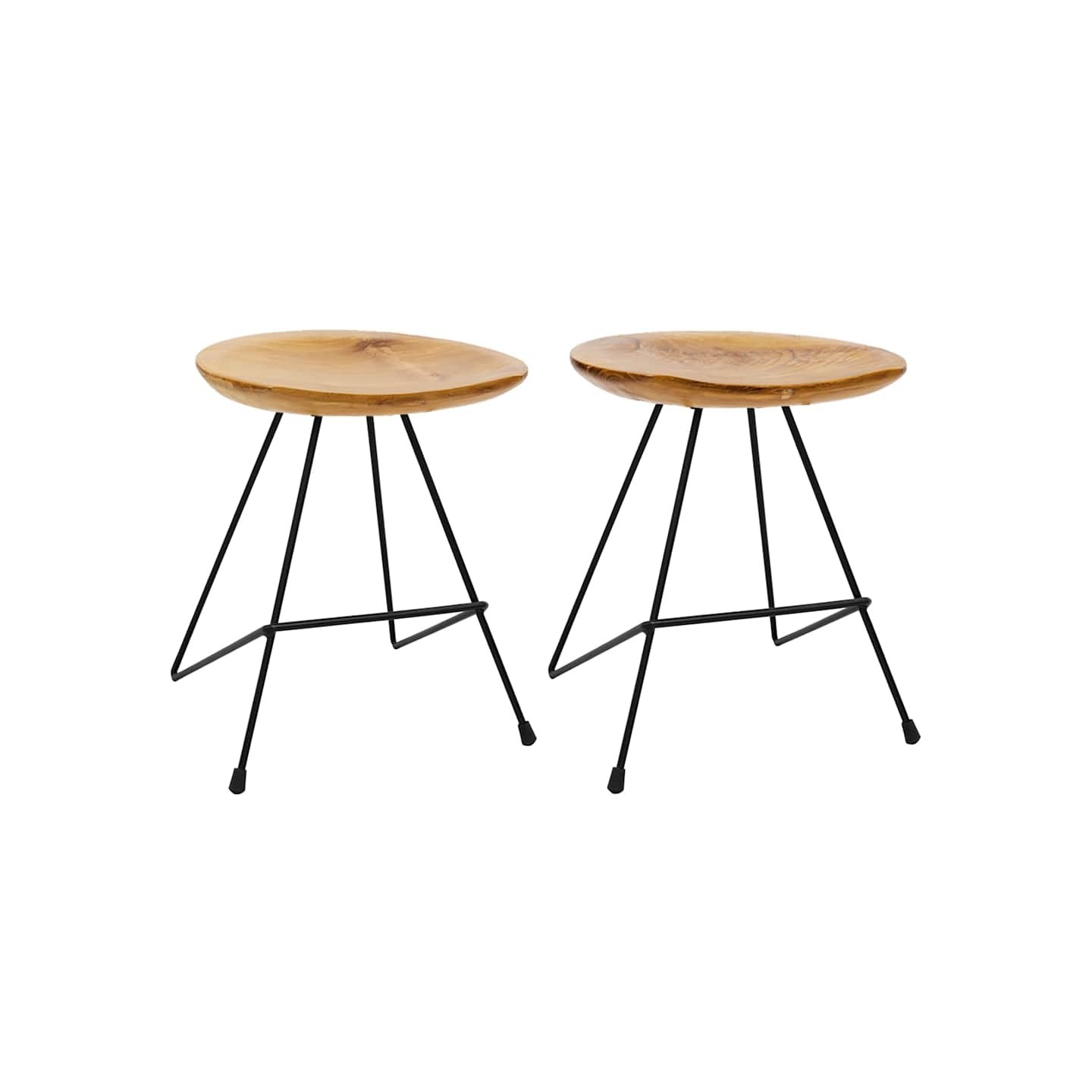 Tabourets lot de 2 bois de teck massif