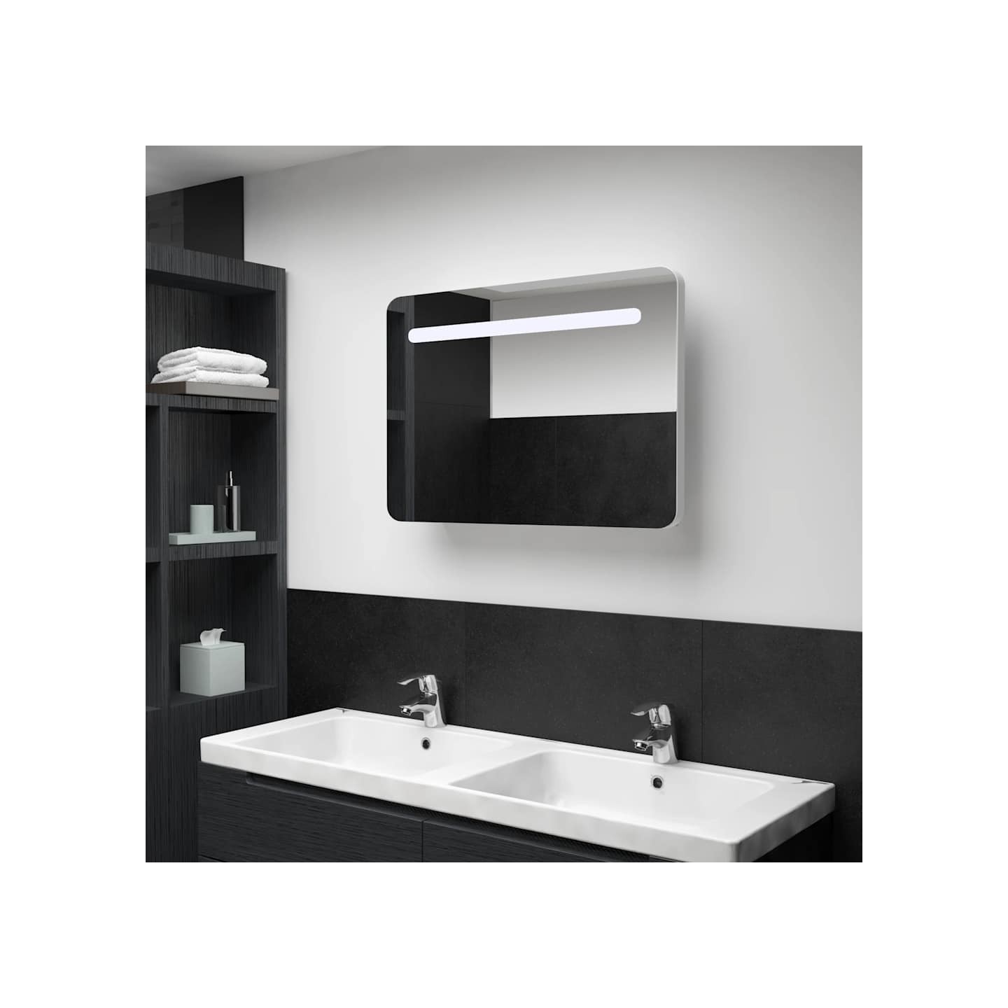 Armoire de salle de bain à miroir LED 80x9,5x55 cm