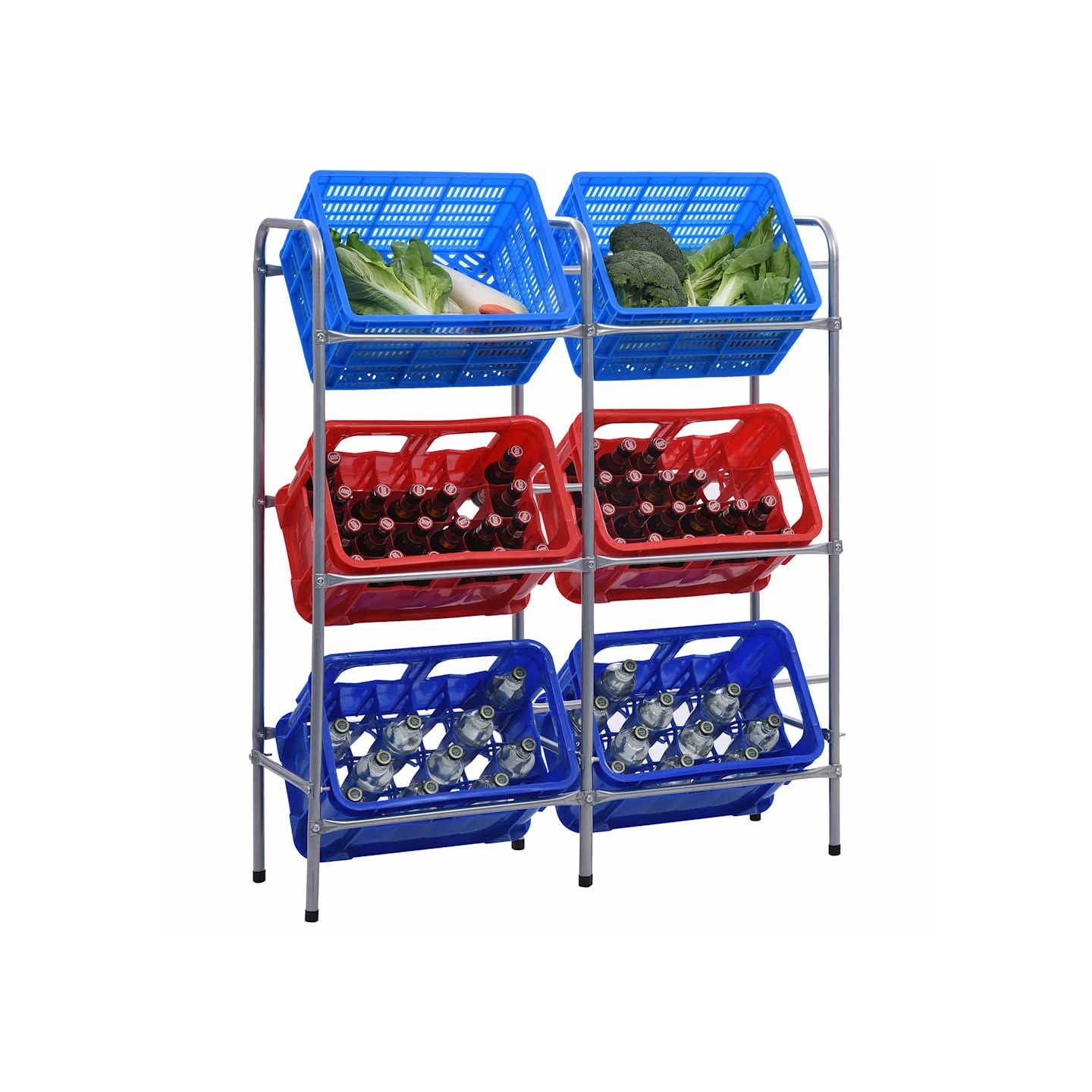 Étagère de rangement pour 6 caisses Argenté 96x33x116 cm Acier