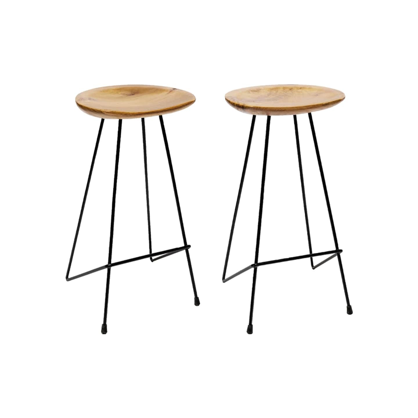 Tabourets de bar lot de 2 bois de teck massif