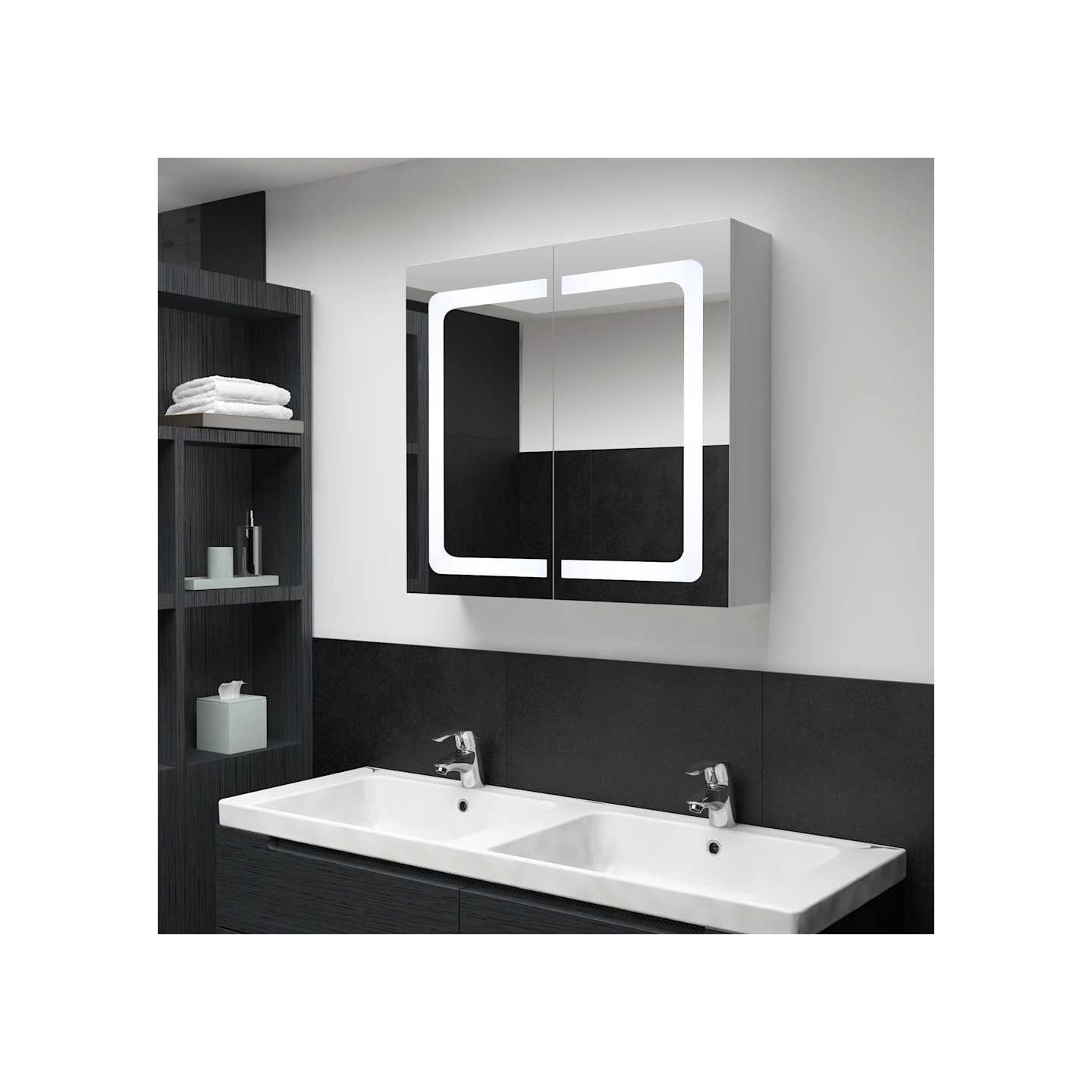 Armoire de salle de bain à miroir LED 80x12,2x68 cm