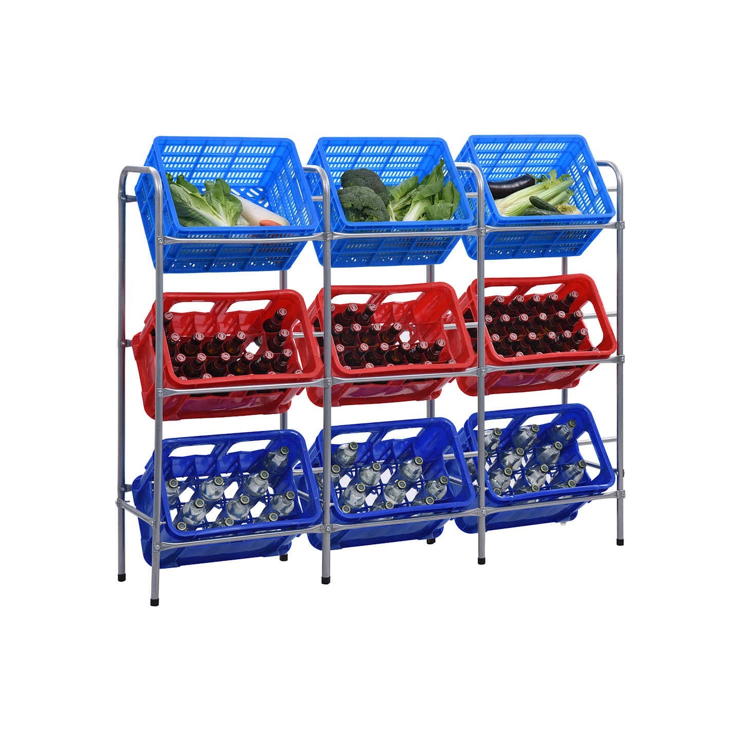 Étagère de rangement pour 9 caisses Argenté 145x33x116 cm Acier