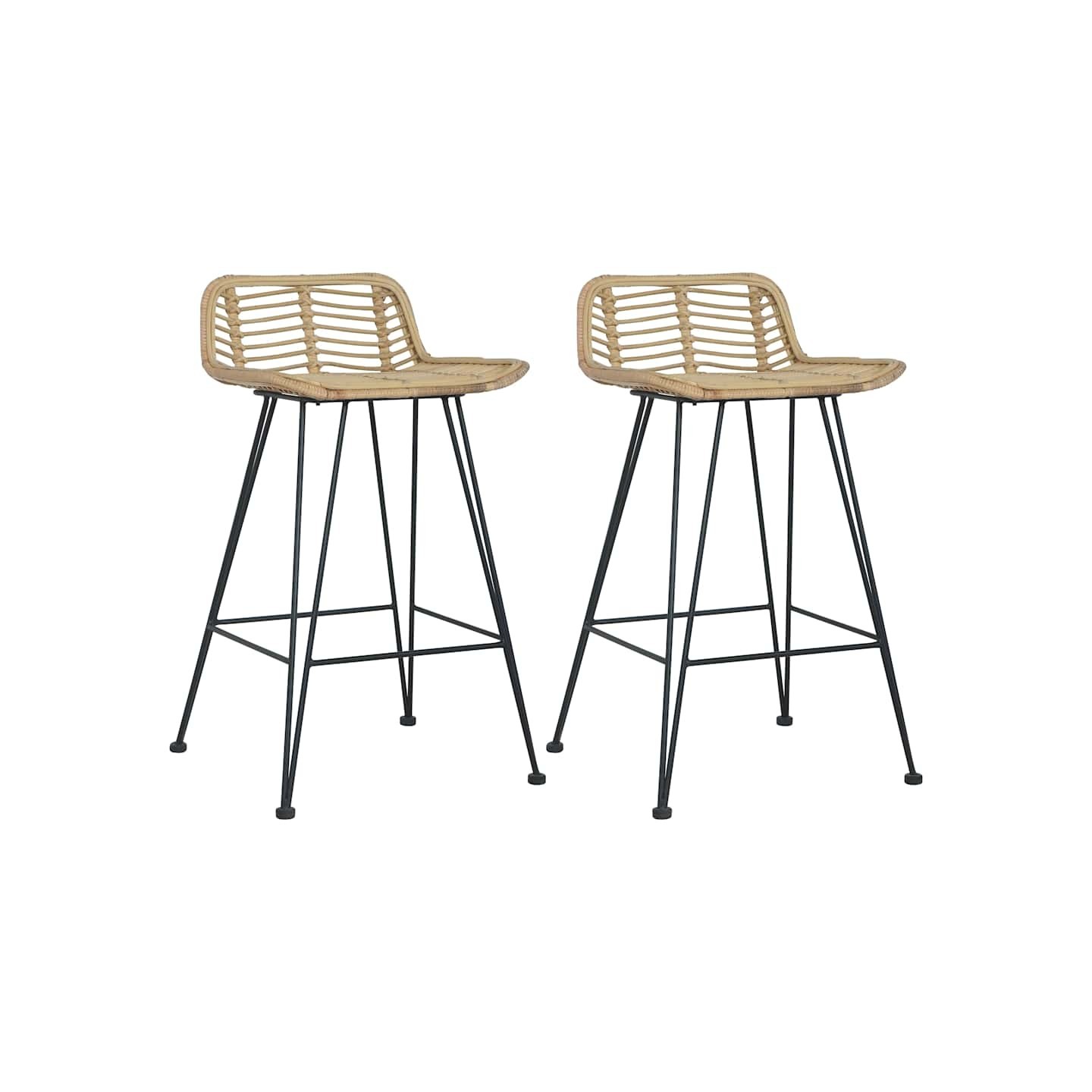 Chaises de bar lot de 2 rotin Naturel