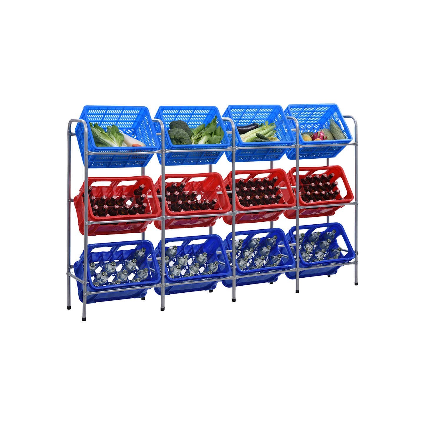 Étagère de rangement pour 12 caisses Argenté 190x33x116cm Acier