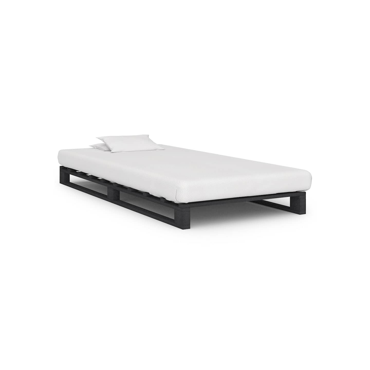 Cadre de lit de palette sans matelas gris 100x200cm bois massif