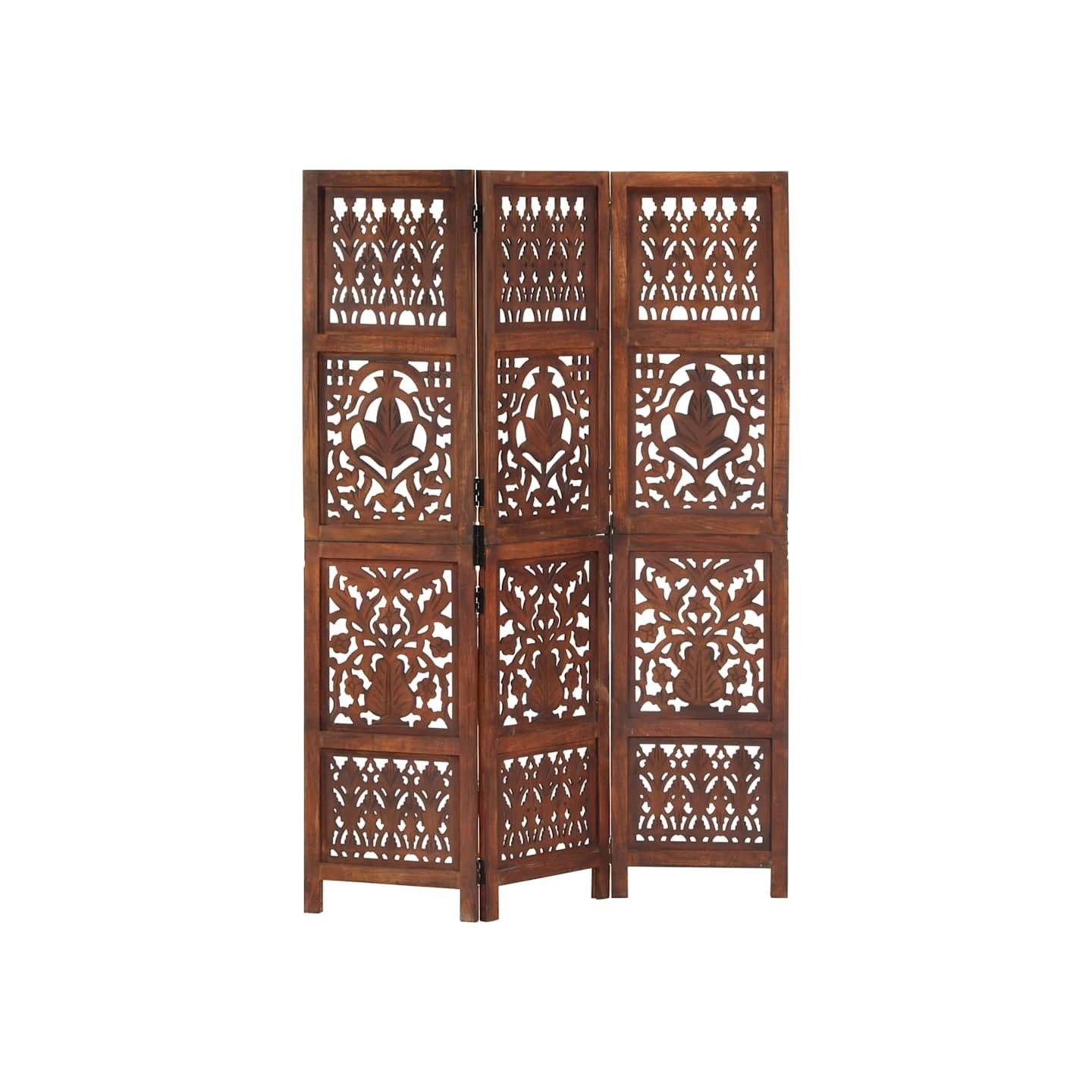 Cloison de séparation 3 panneaux Marron 120x165cm Bois manguier