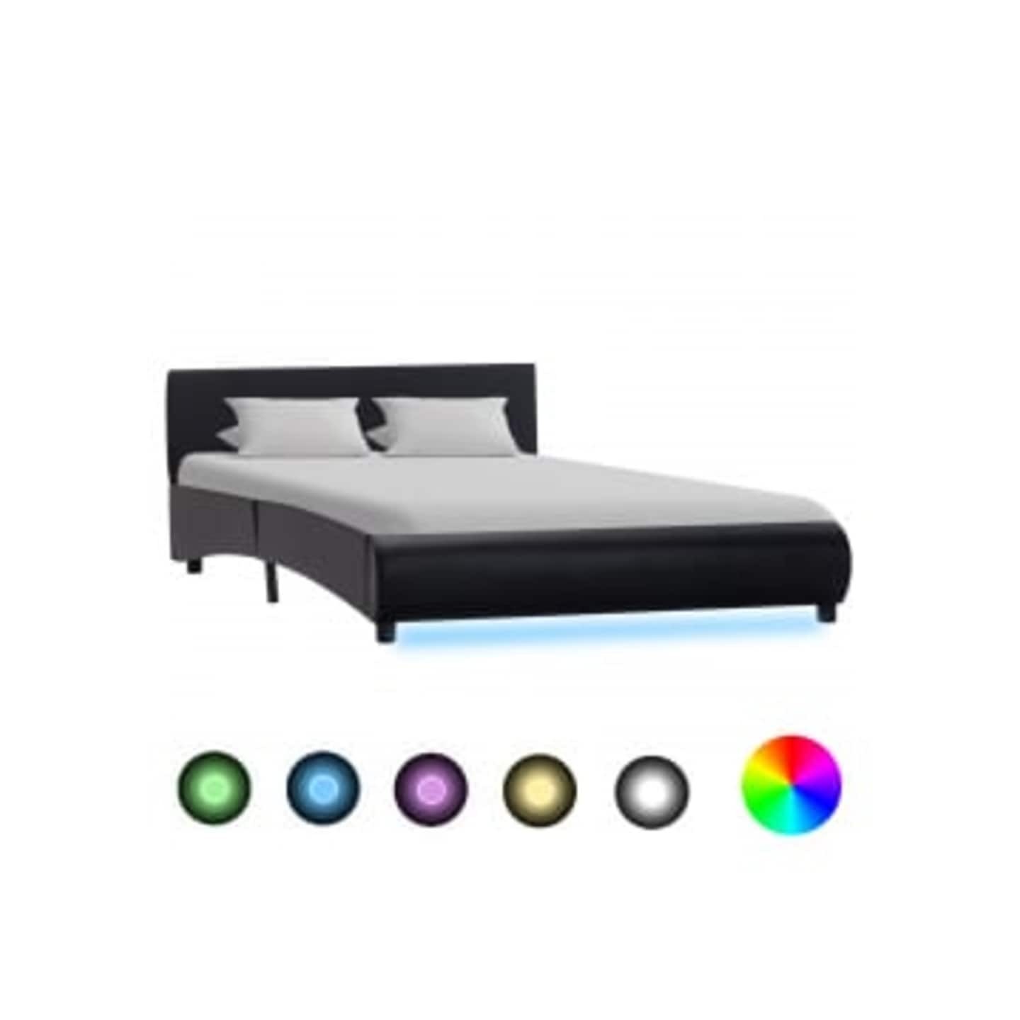 Cadre de lit avec LED sans matelas noir 140x200 cm