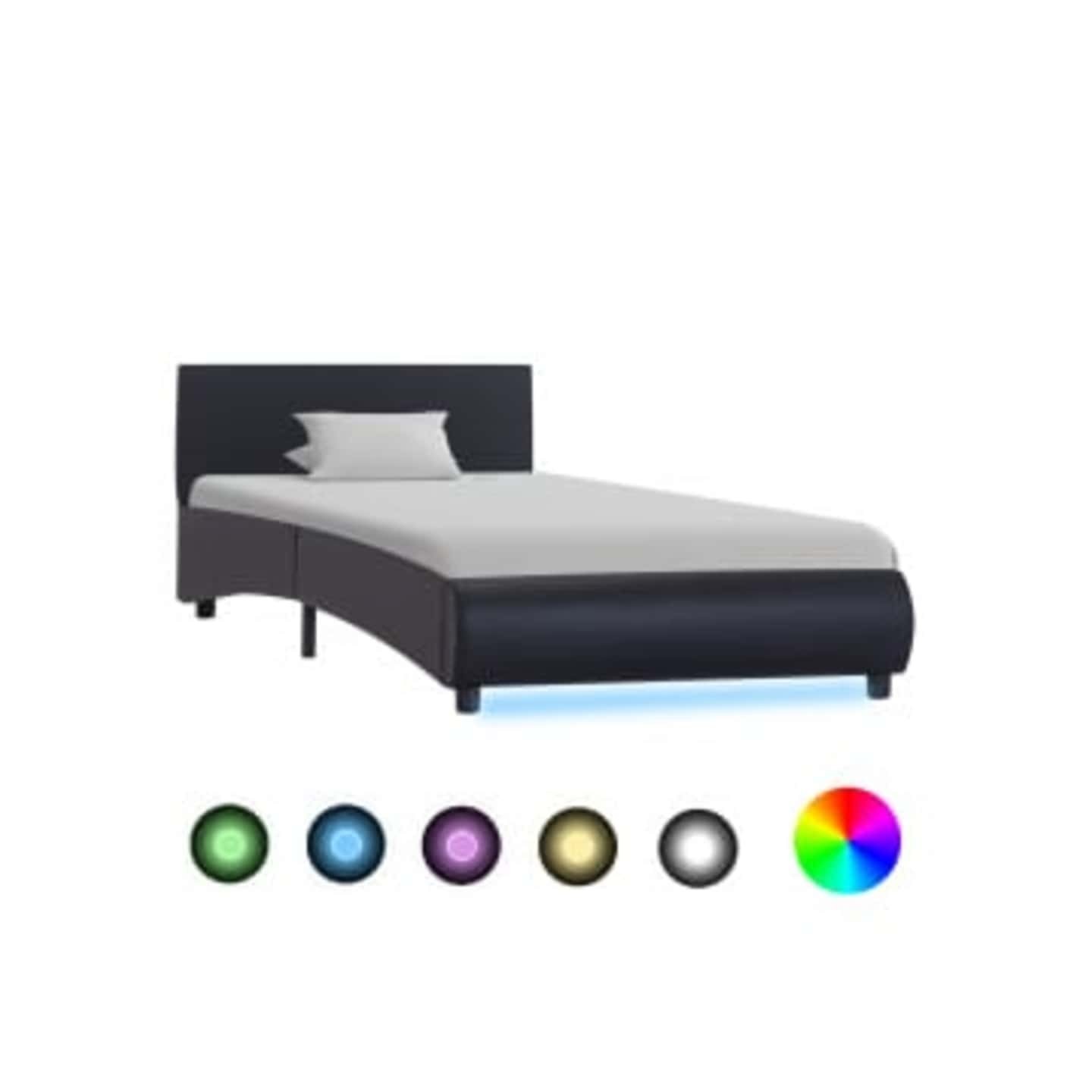 Cadre de lit avec LED sans matelas noir 100x200 cm
