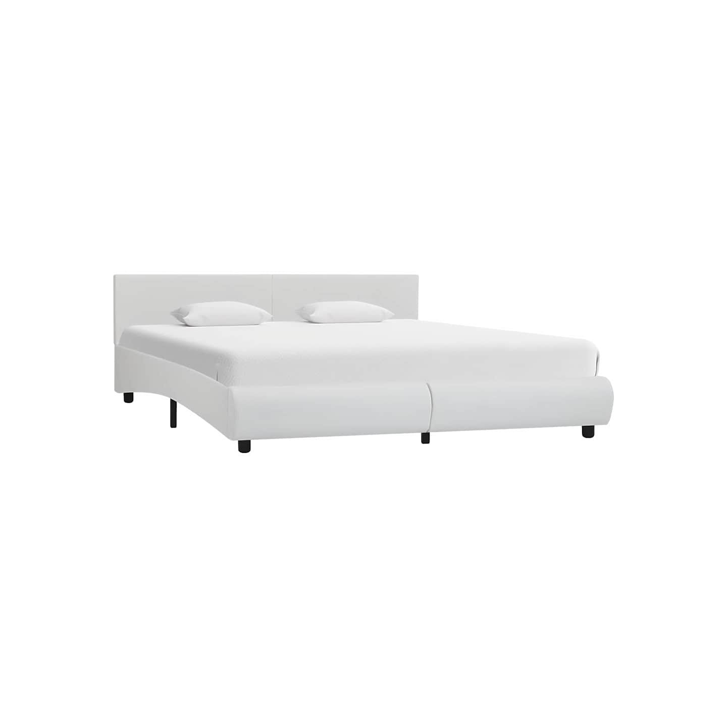 Cadre de lit avec LED sans matelas blanc 160x200 cm