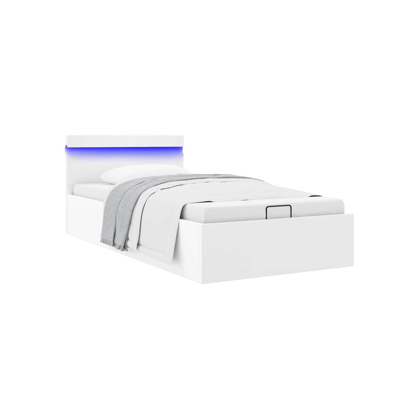 Cadre de lit à rangement hydraulique sans matelas avec LED
