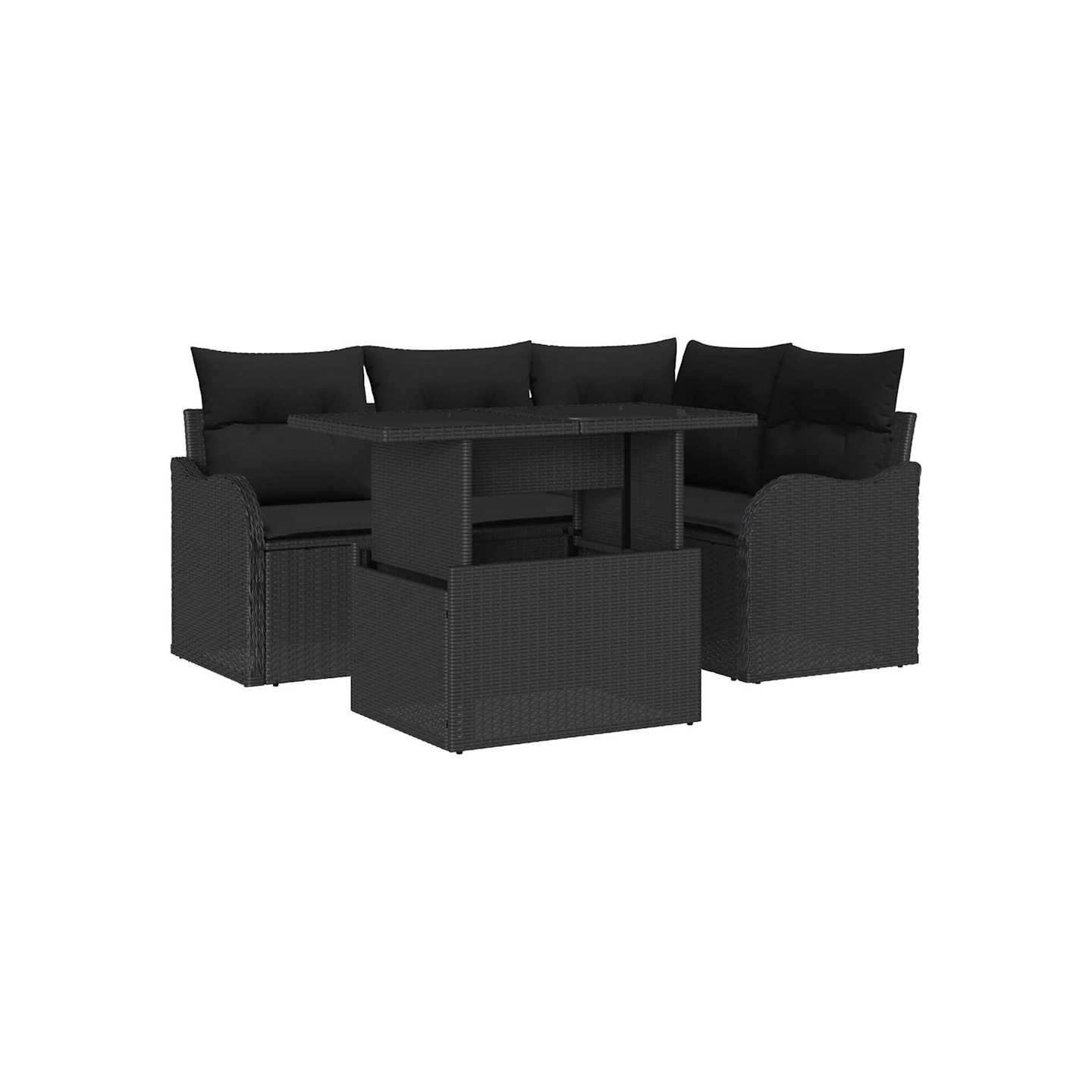 Ensemble de repas extérieur 5 pc Noir Poly rotin