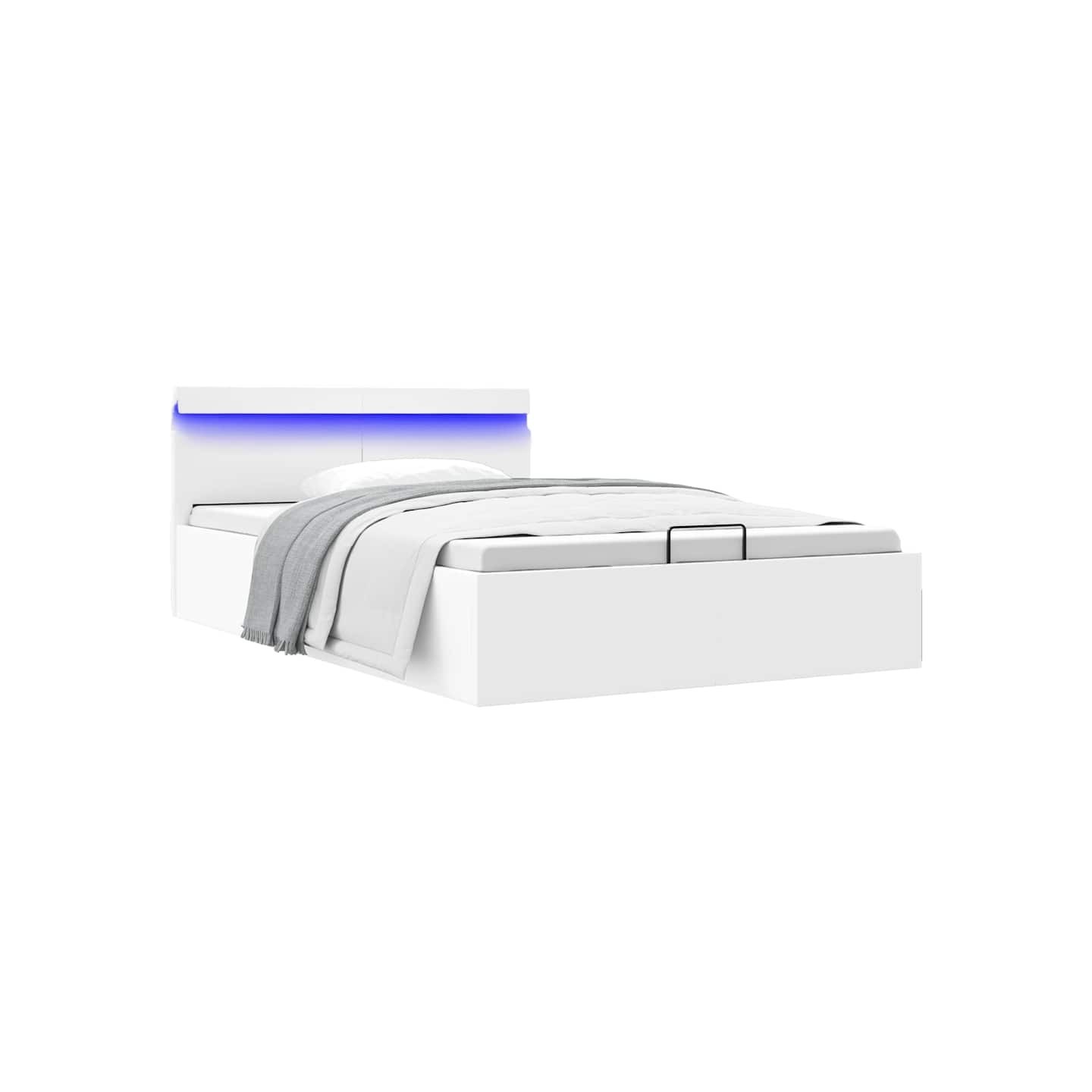 Cadre de lit à rangement hydraulique sans matelas avec LED