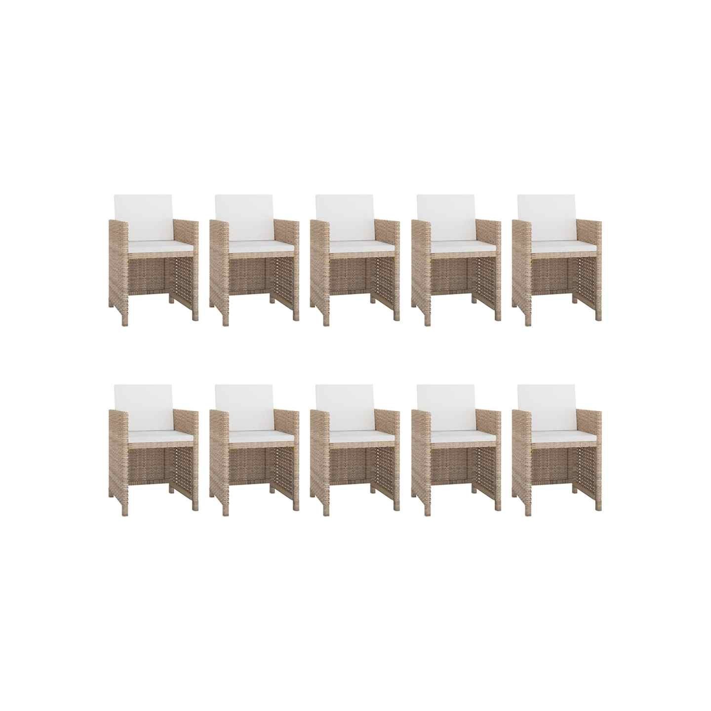 Ensemble à manger d’extérieur et coussins 11 pcs Résine tressée
