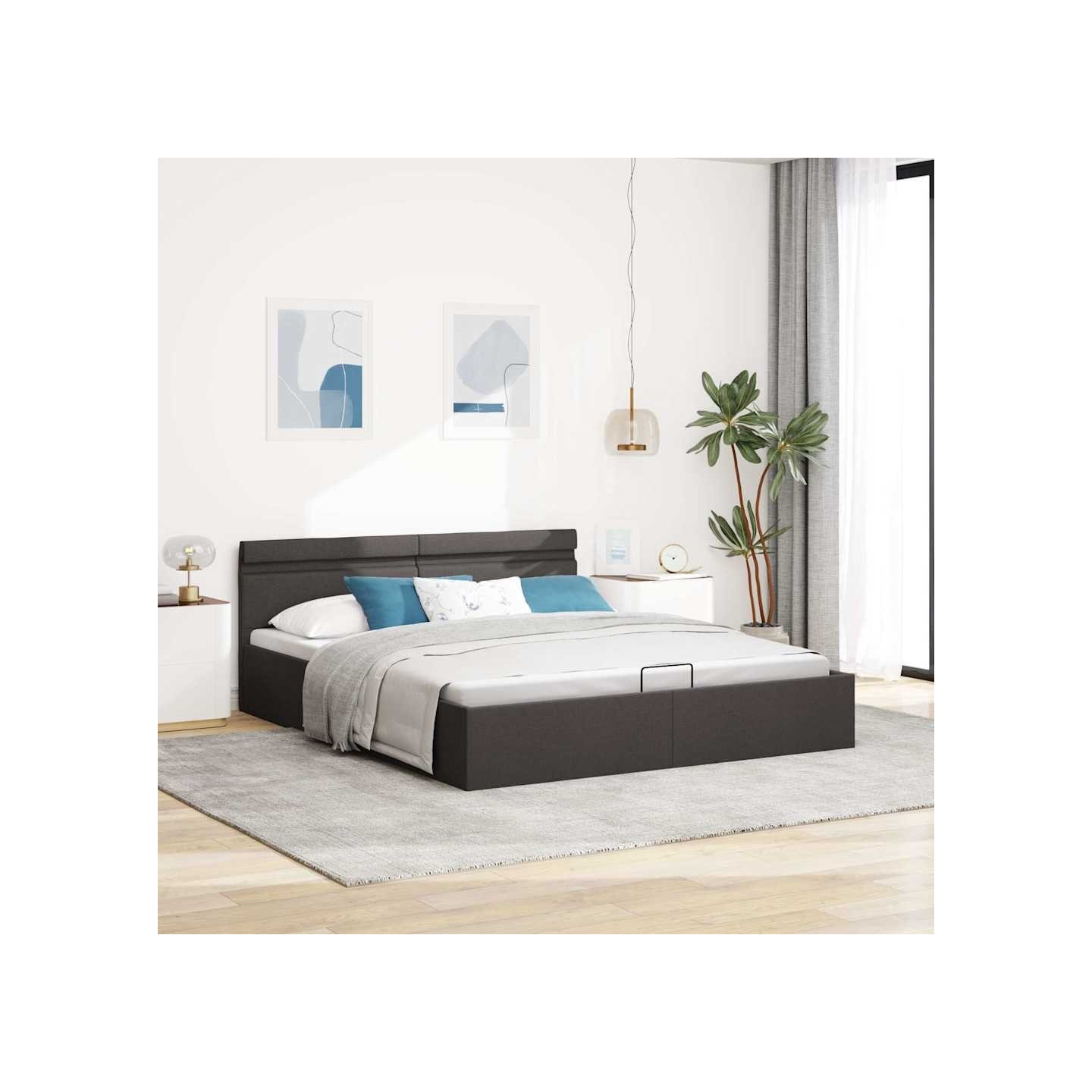 Cadre de lit à rangement hydraulique sans matelas 180x200 cm