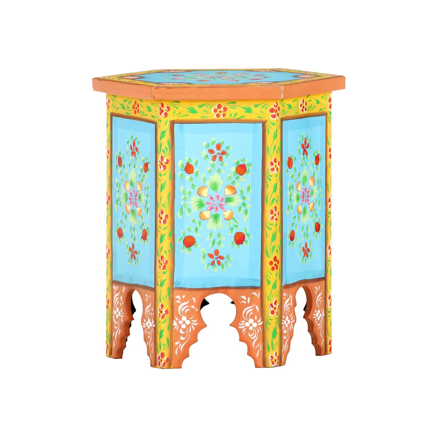 Table d'appoint peinte à la main multicolore 38x33x42 cm