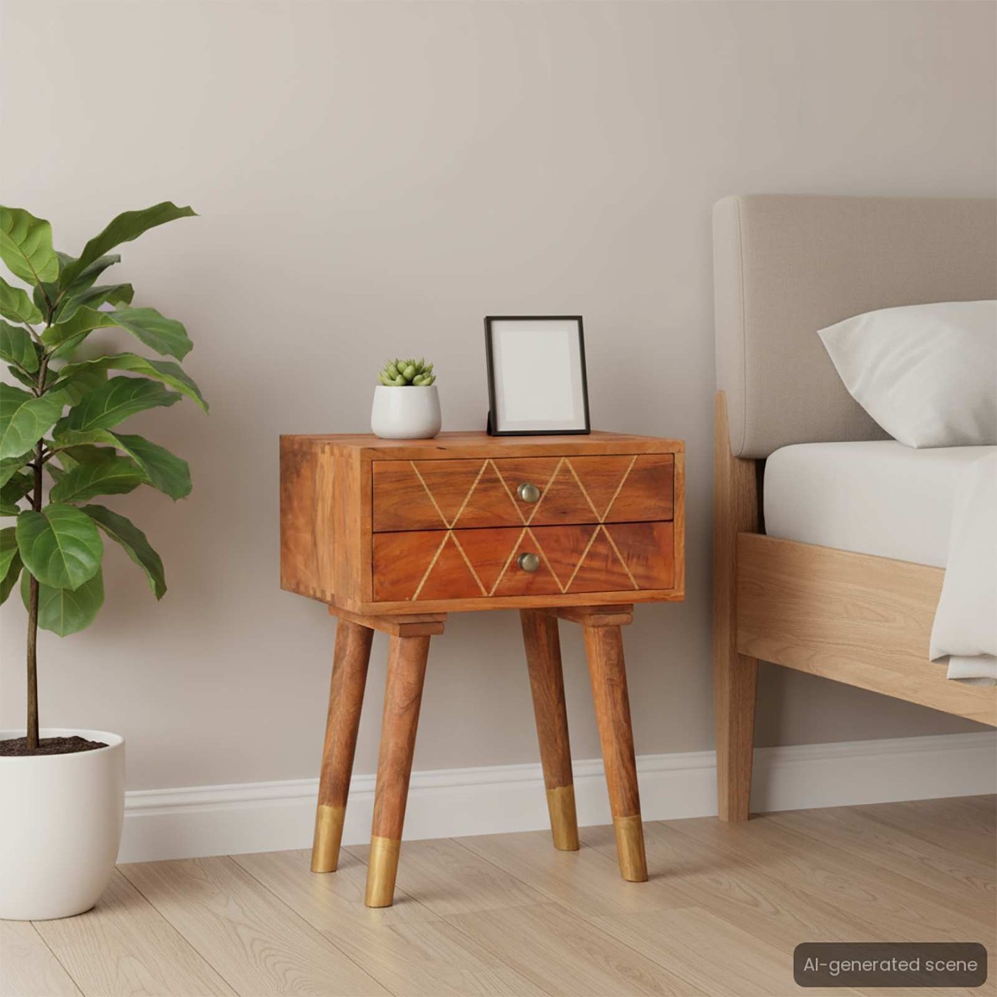 Table de chevet 43 x 30 x 58 cm Bois de manguier massif