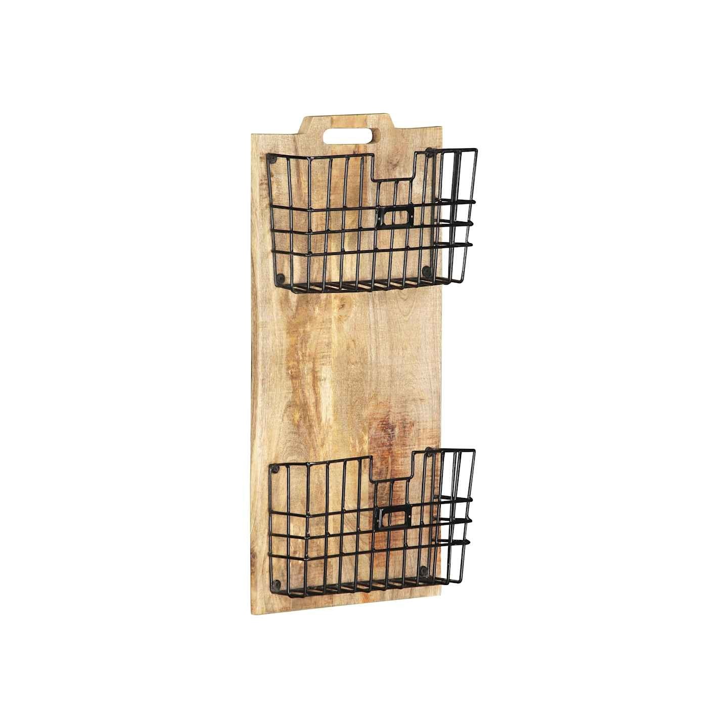 Porte-revue mural 33x10x67 cm Bois de manguier solide brut