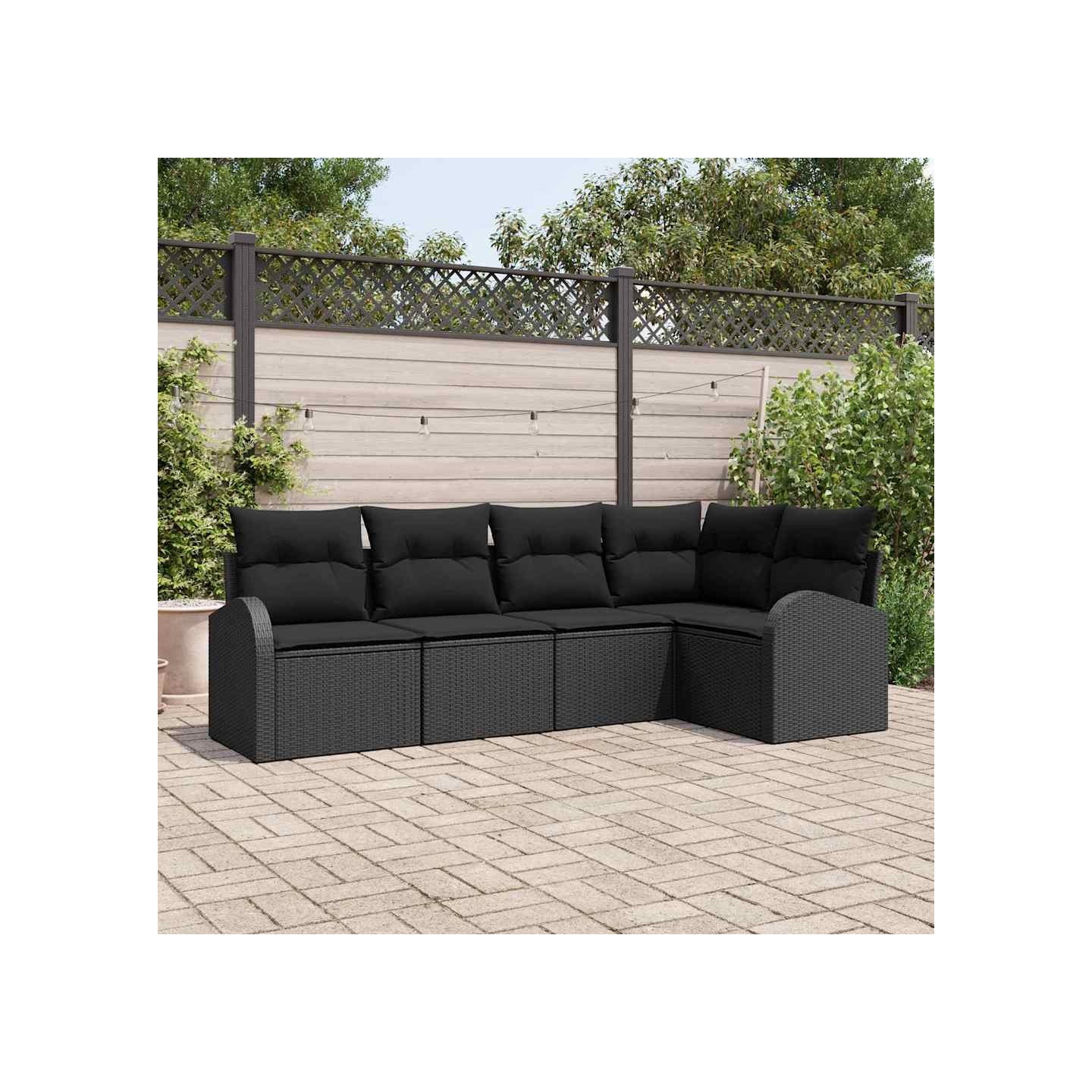 Ensemble de Canapés avec coussin Noir Polyester