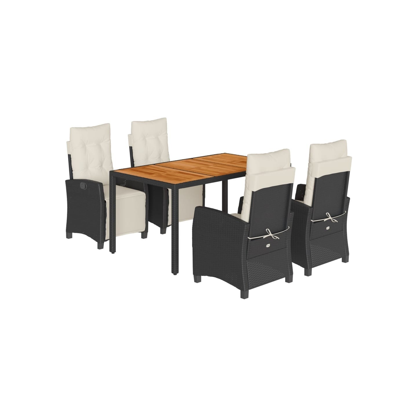 Patio Dining Set 4 pc 4 place Black and Cream