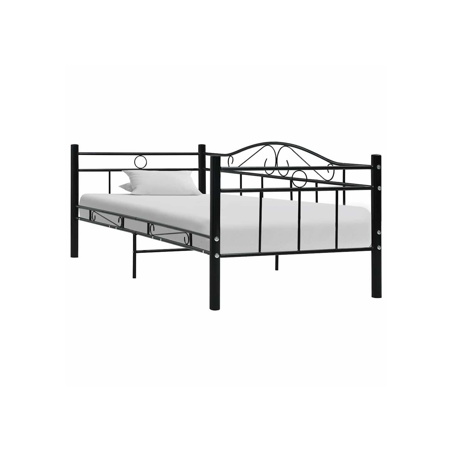 Cadre de lit de repos sans matelas Noir Métal 90x200cm