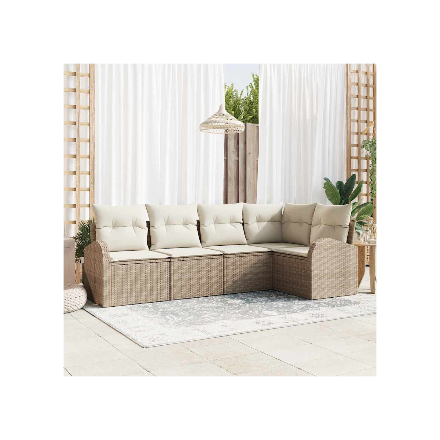 Ensemble de Canapés 5 pc Beige Polyester