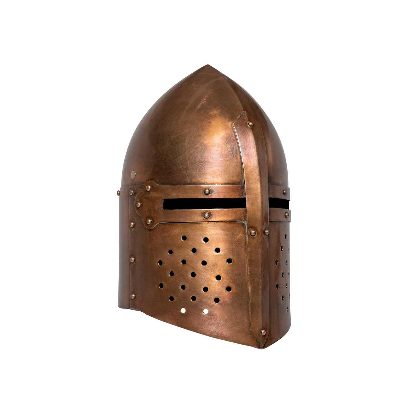 Casque de chevalier médiéval antique pour GN Cuivre Acier