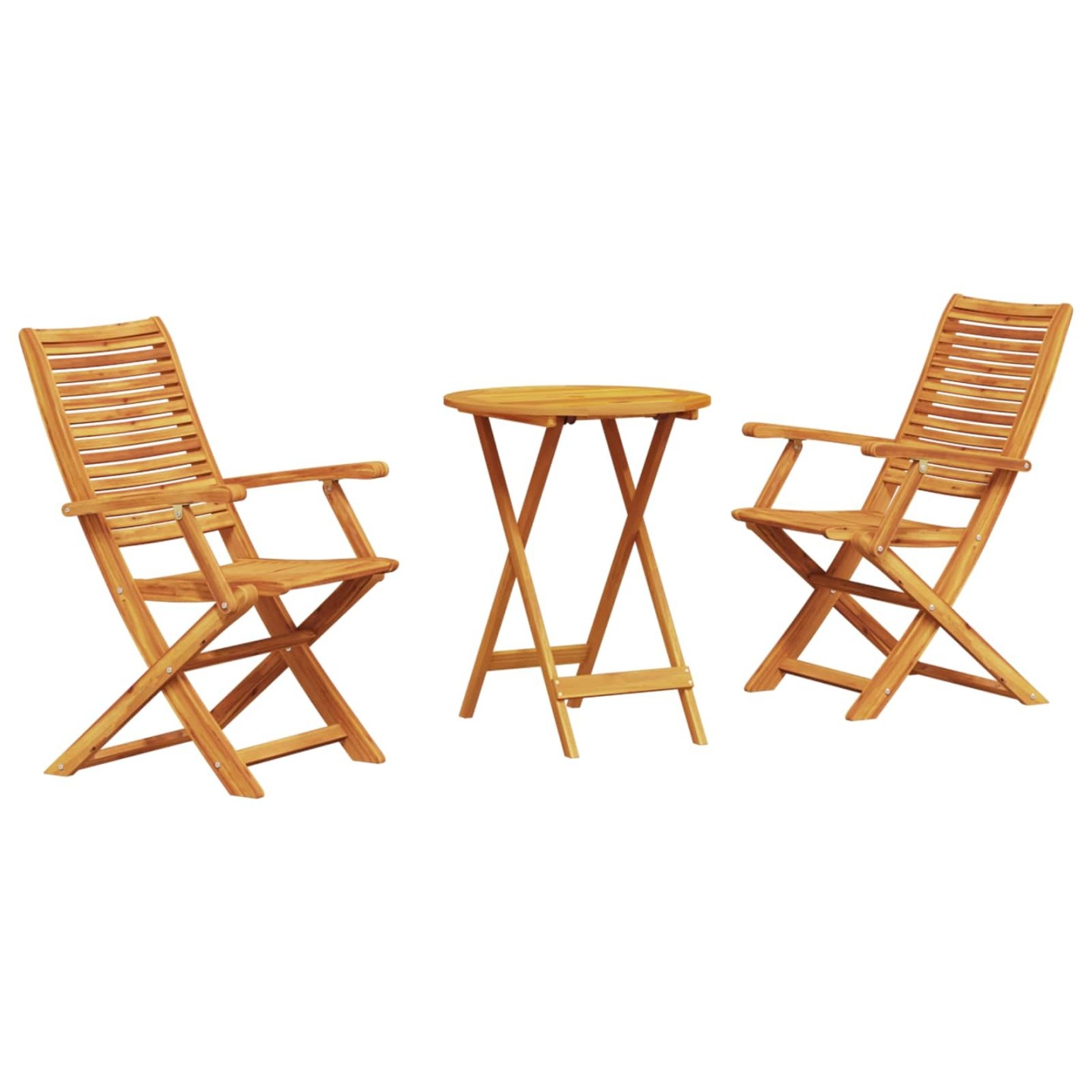 Ensemble bistro pliant 3 pc Marron Bois d'Acacia Massif