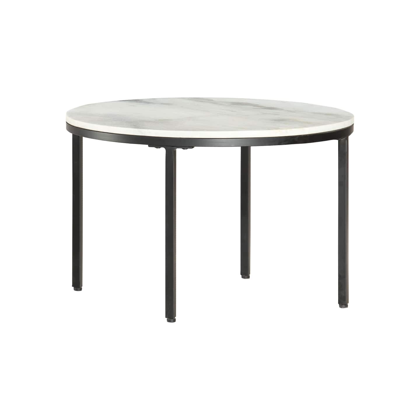 Table basse Blanc et noir Ø65 cm Marbre solide véritable