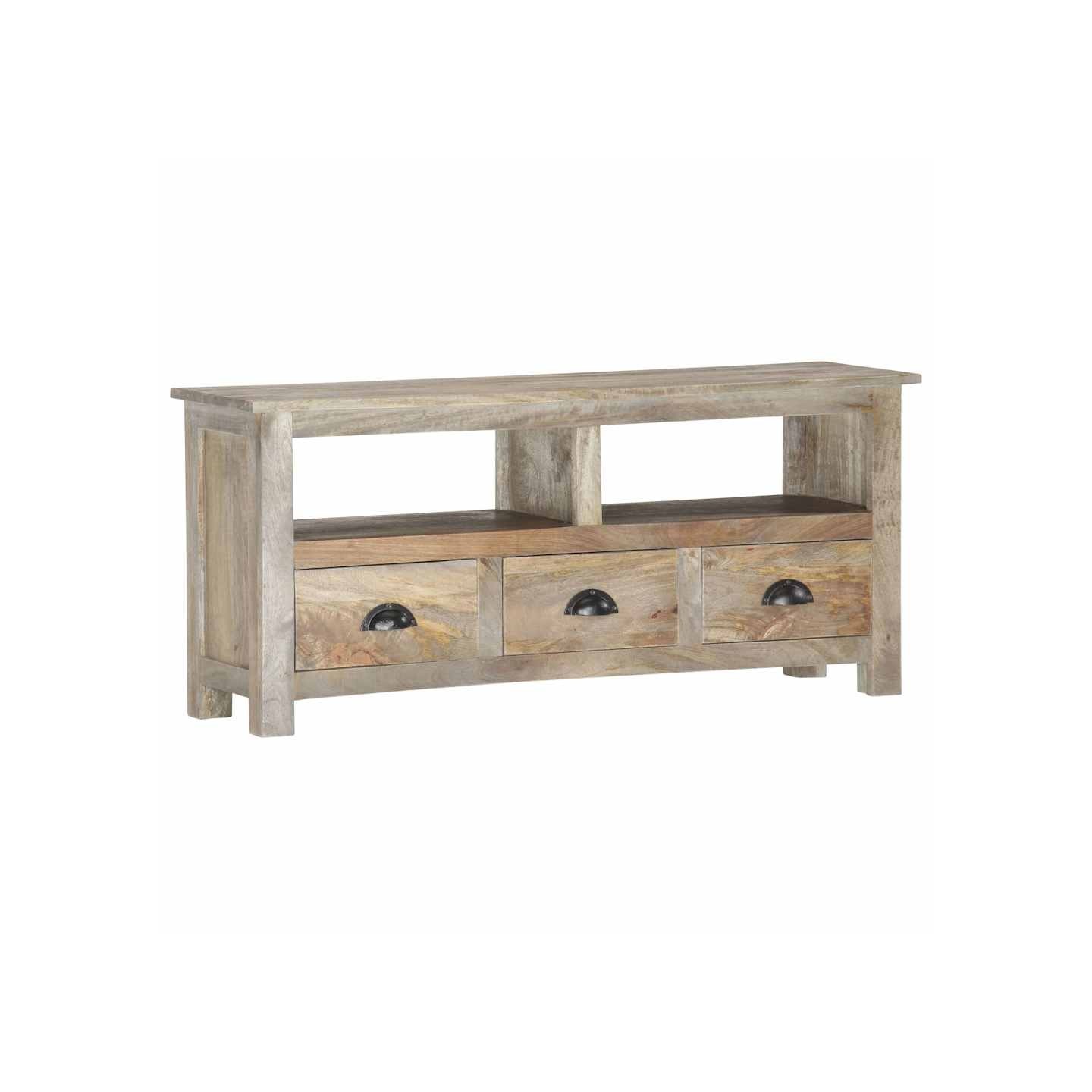 Meuble TV 110x30x50 cm Bois massif de manguier