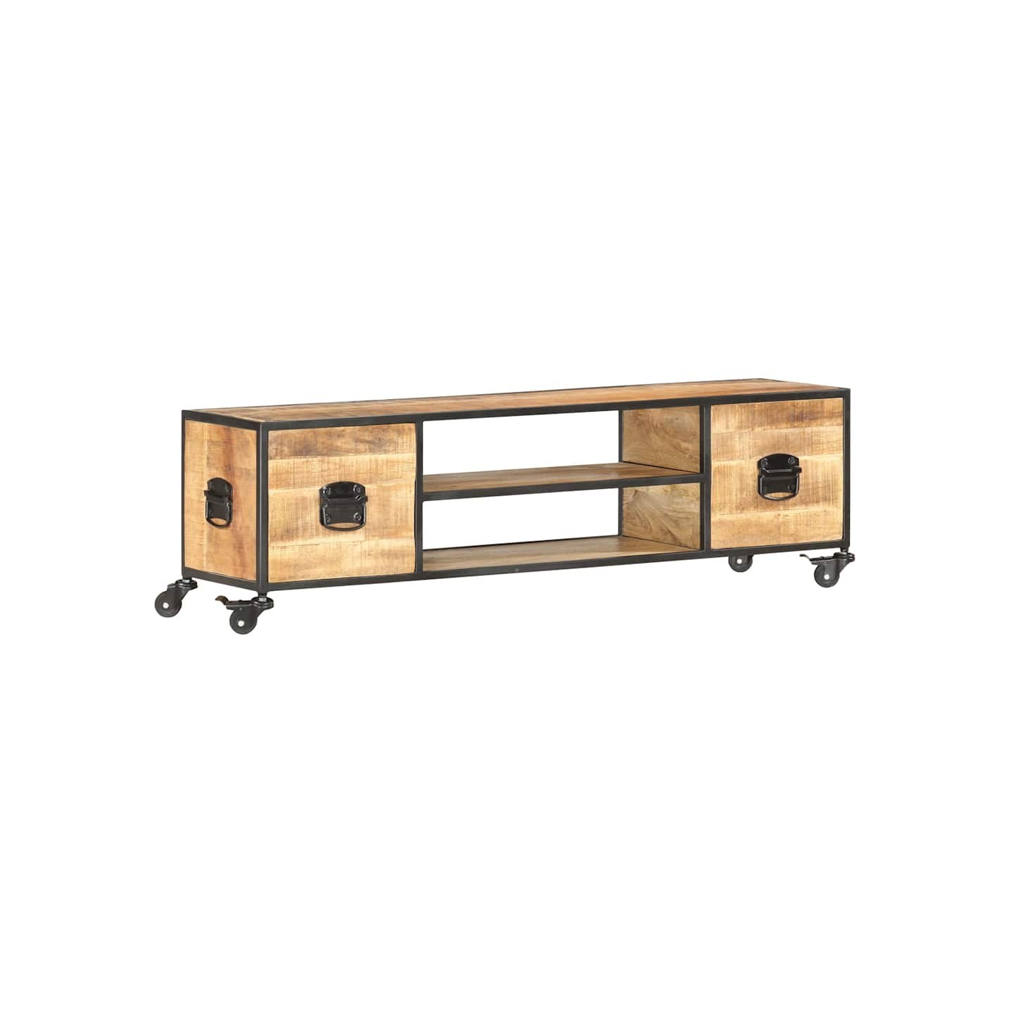 Meuble TV 130x30x39 cm Bois massif de manguier