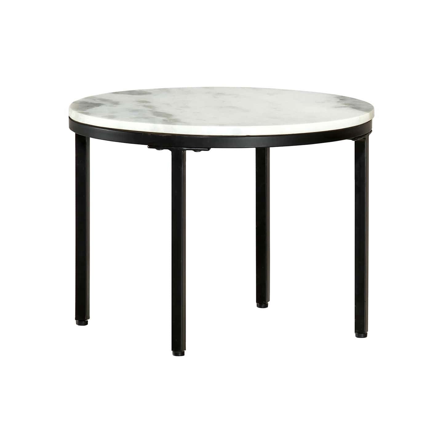 Table basse Blanc et noir Ø50 cm Marbre solide véritable