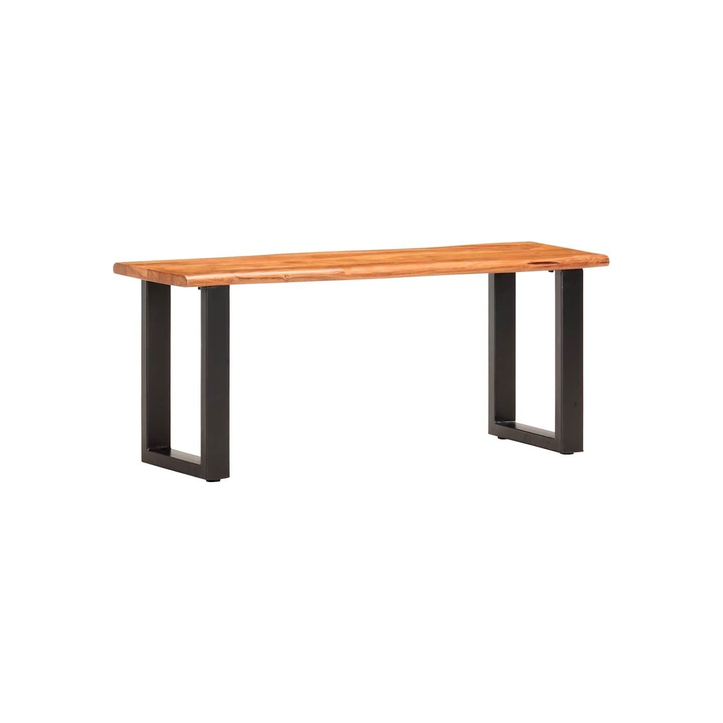 Banc au bord naturel du bois 110 cm Bois d'acacia solide acier