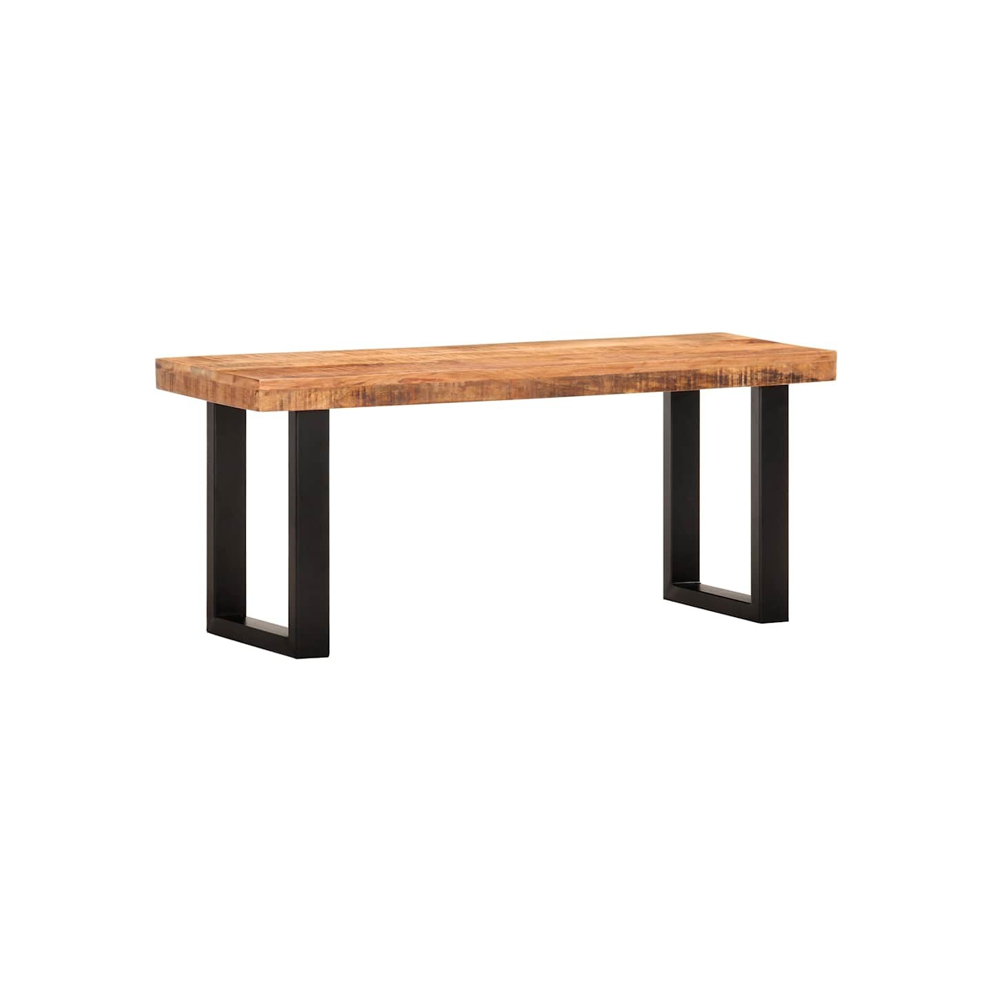 Banc 110 cm Bois de manguier brut massif et acier
